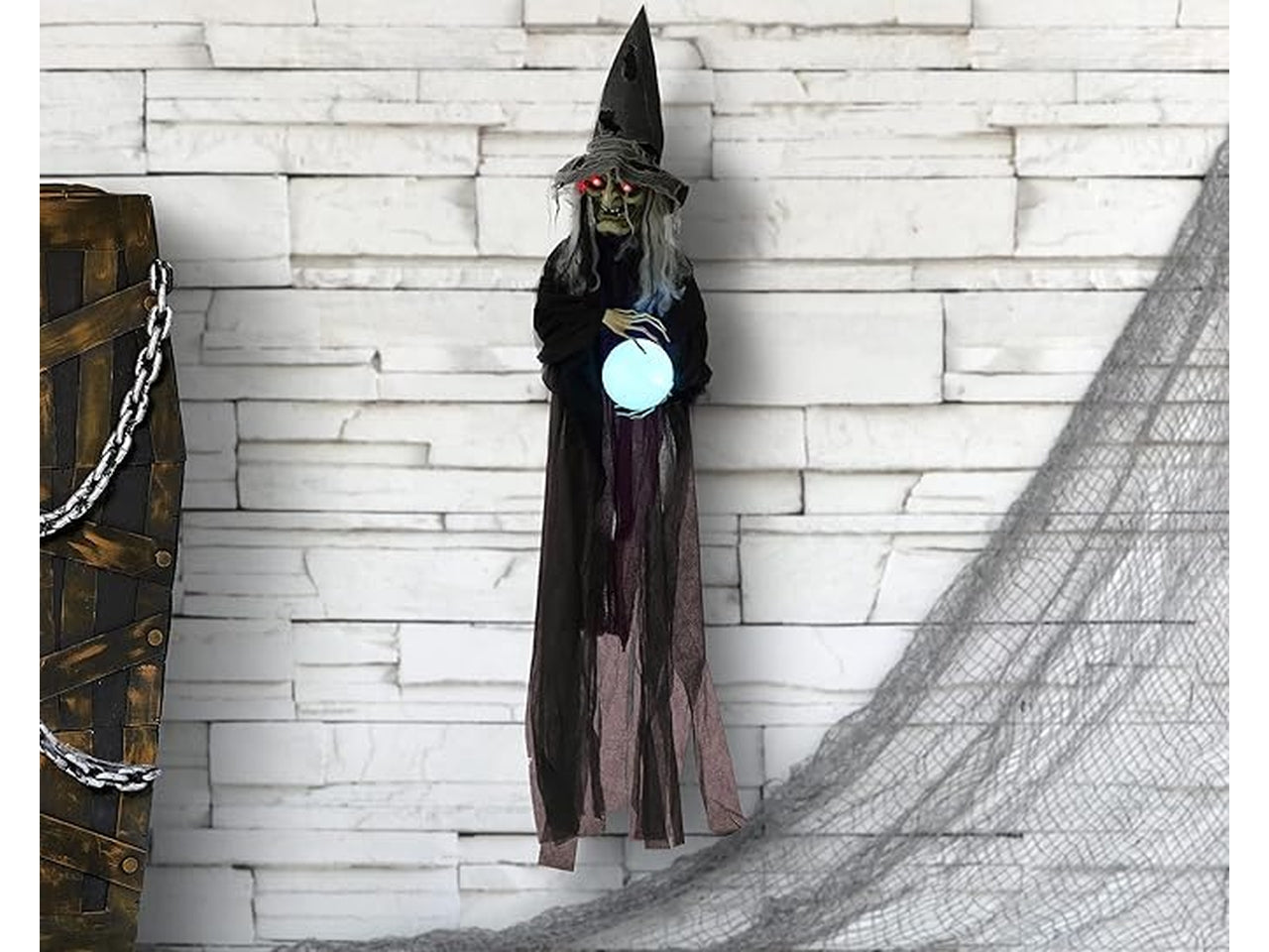 Festone a forma di strega 183cm con luce e suono