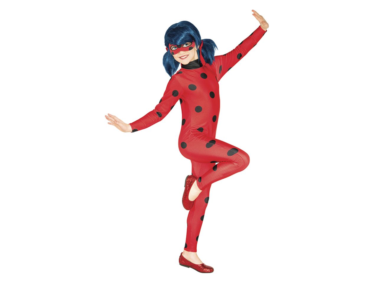 Rubies vestito miraculous ladybug taglia xl 9-10 anni classico per bambine - tuta con maschera