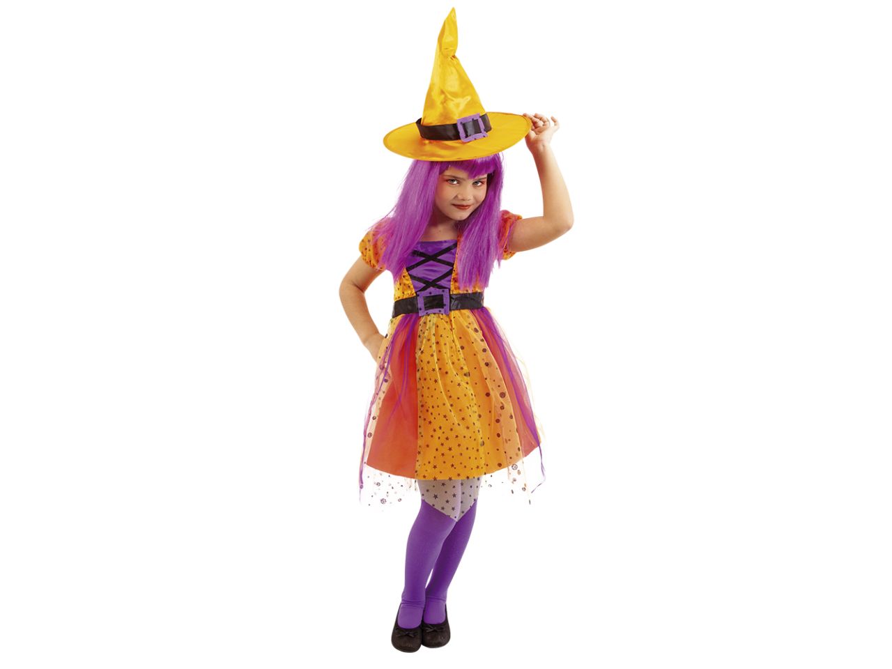 Rubies vestito strega superstar arancione taglia s 3-4 anni - vestito e cappello per bambine. non include parrucca o calze
