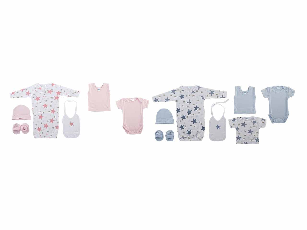 Set bebe' cotone 7 pezzi 0-6mesi stelle be-169983