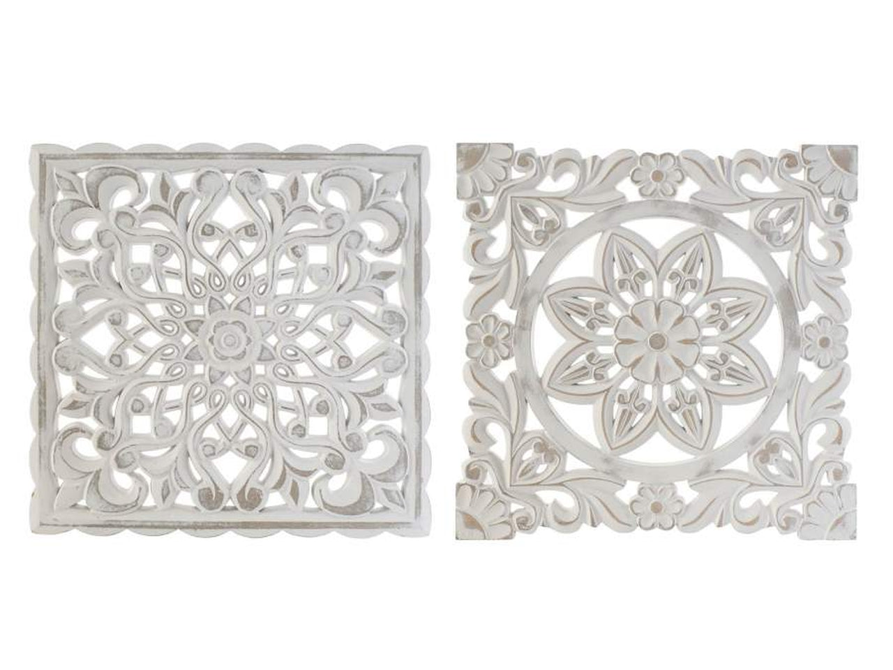 Decorazione rosone quadrato da parete boho bianco 37x37x2 cm - Item