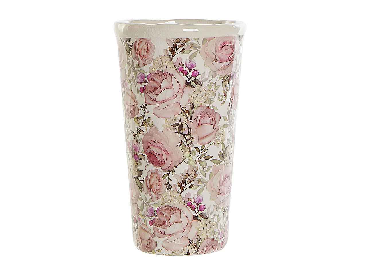 Vaso ceramica 14x14x25 fiori ld-188885