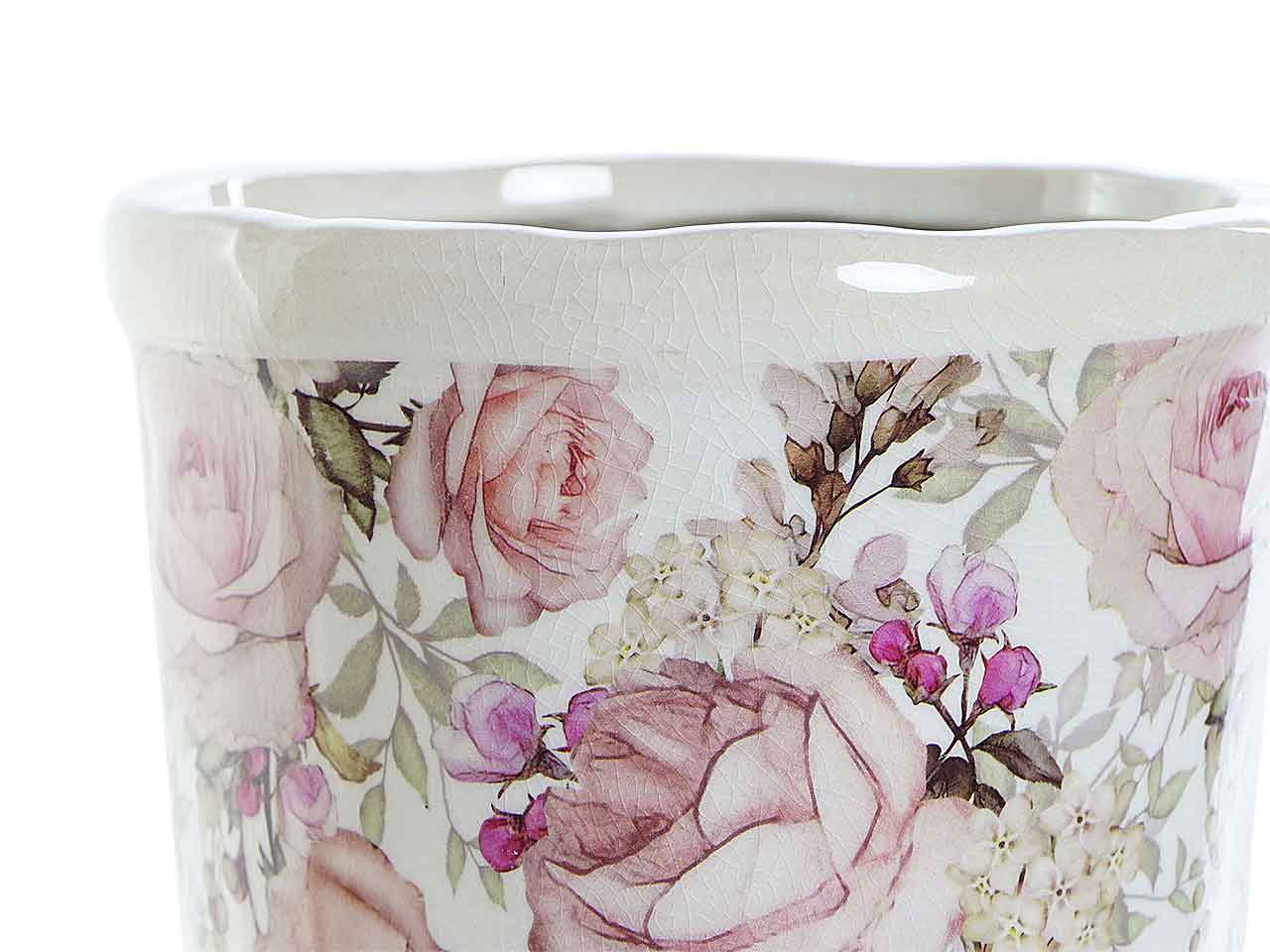 Vaso ceramica 14x14x25 fiori ld-188885
