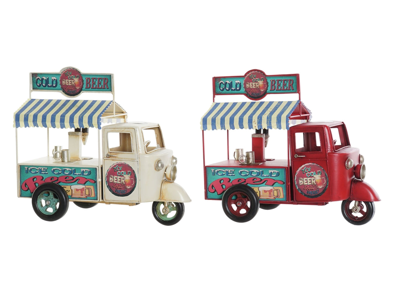 Modellino decorativo Ape Piaggio food truck in metallo rosso e bianco 28x24x14 cm - Item