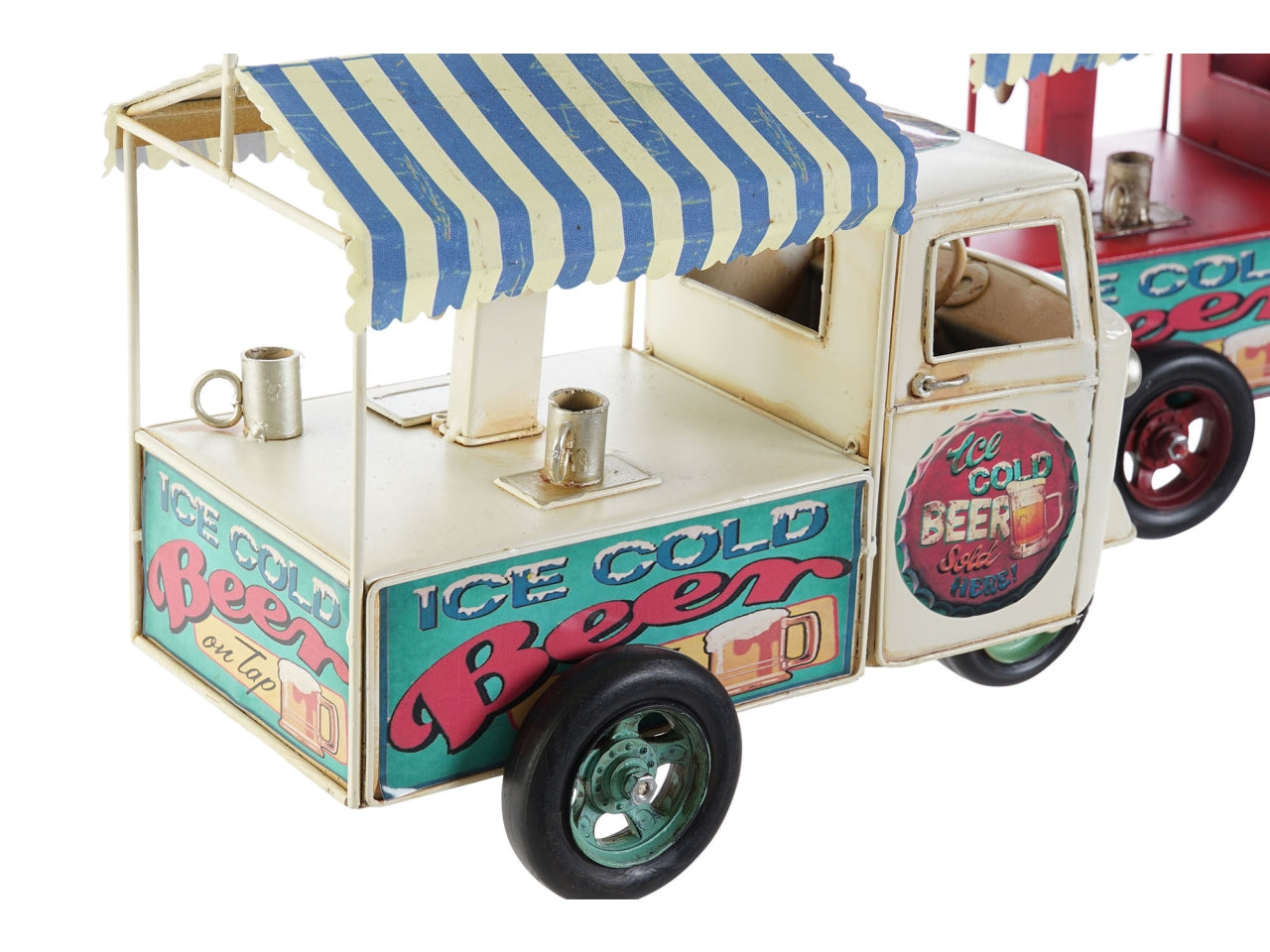 Modellino decorativo Ape Piaggio food truck in metallo rosso e bianco 28x24x14 cm - Item