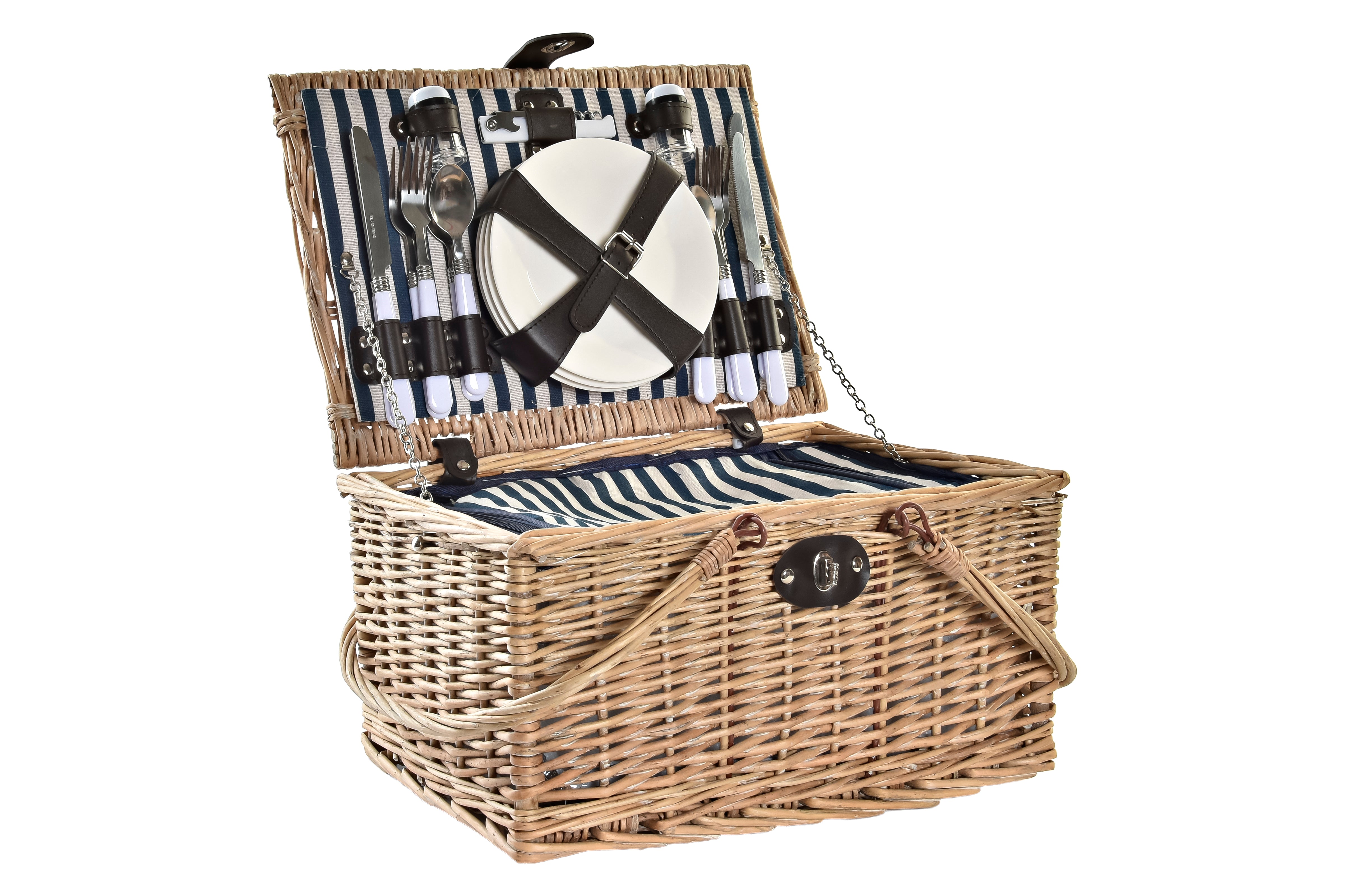 Cesta da picnic set con 24 accessori in vimini 41x33x23cm