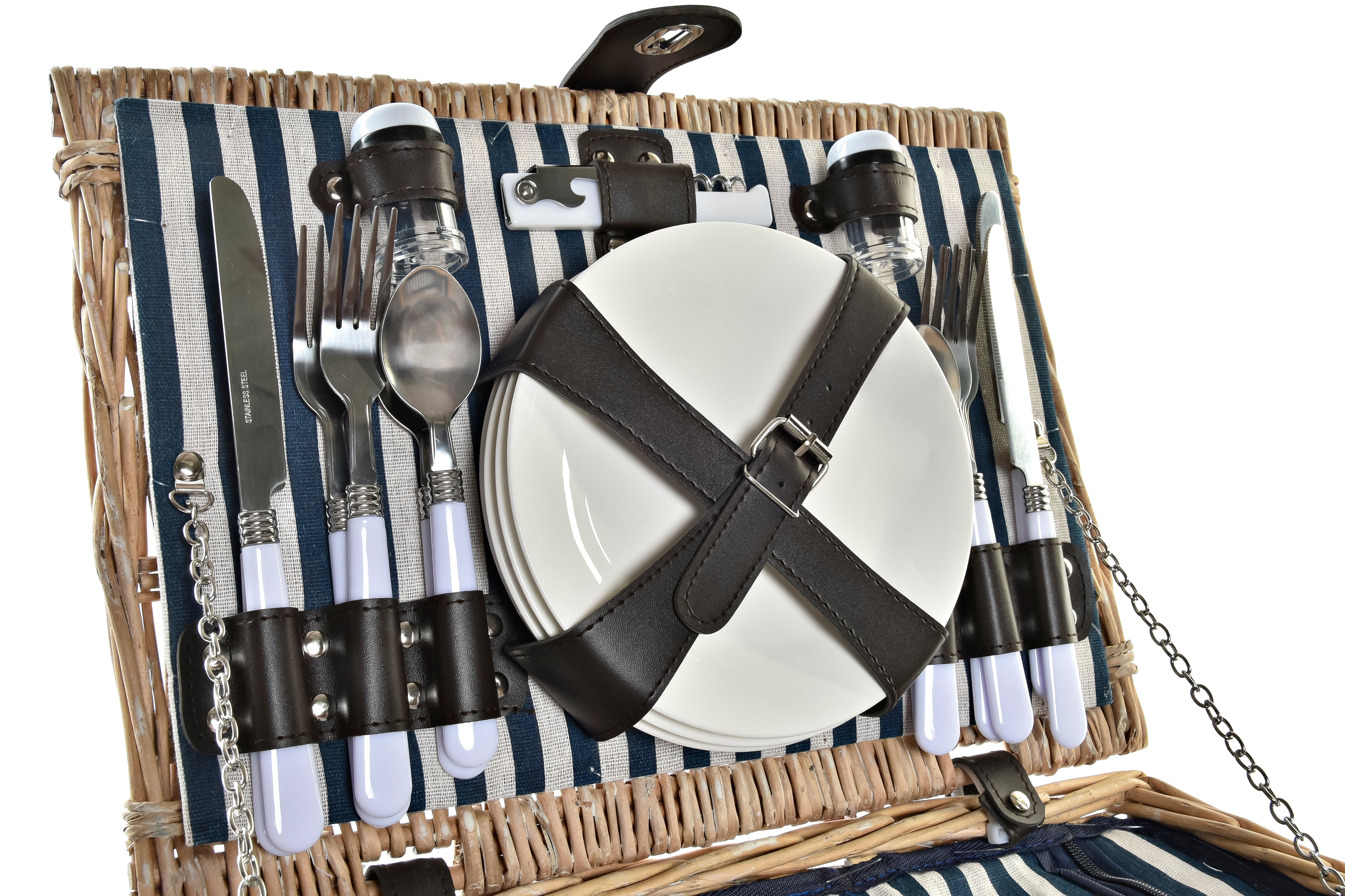 Cesta da picnic set con 24 accessori in vimini 41x33x23cm