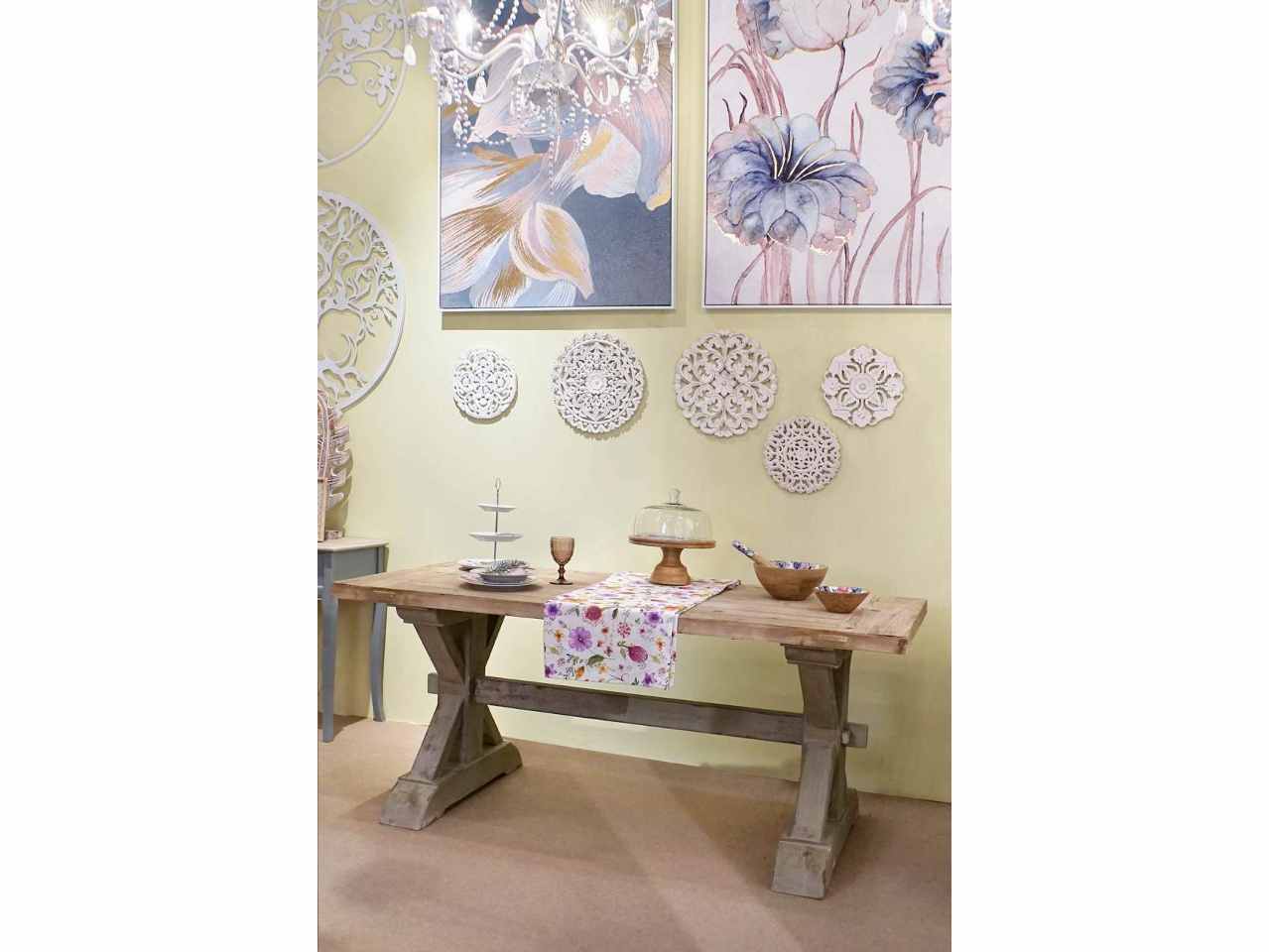 Decorazione in legno per pareti 30x2x30cm in stile etnico