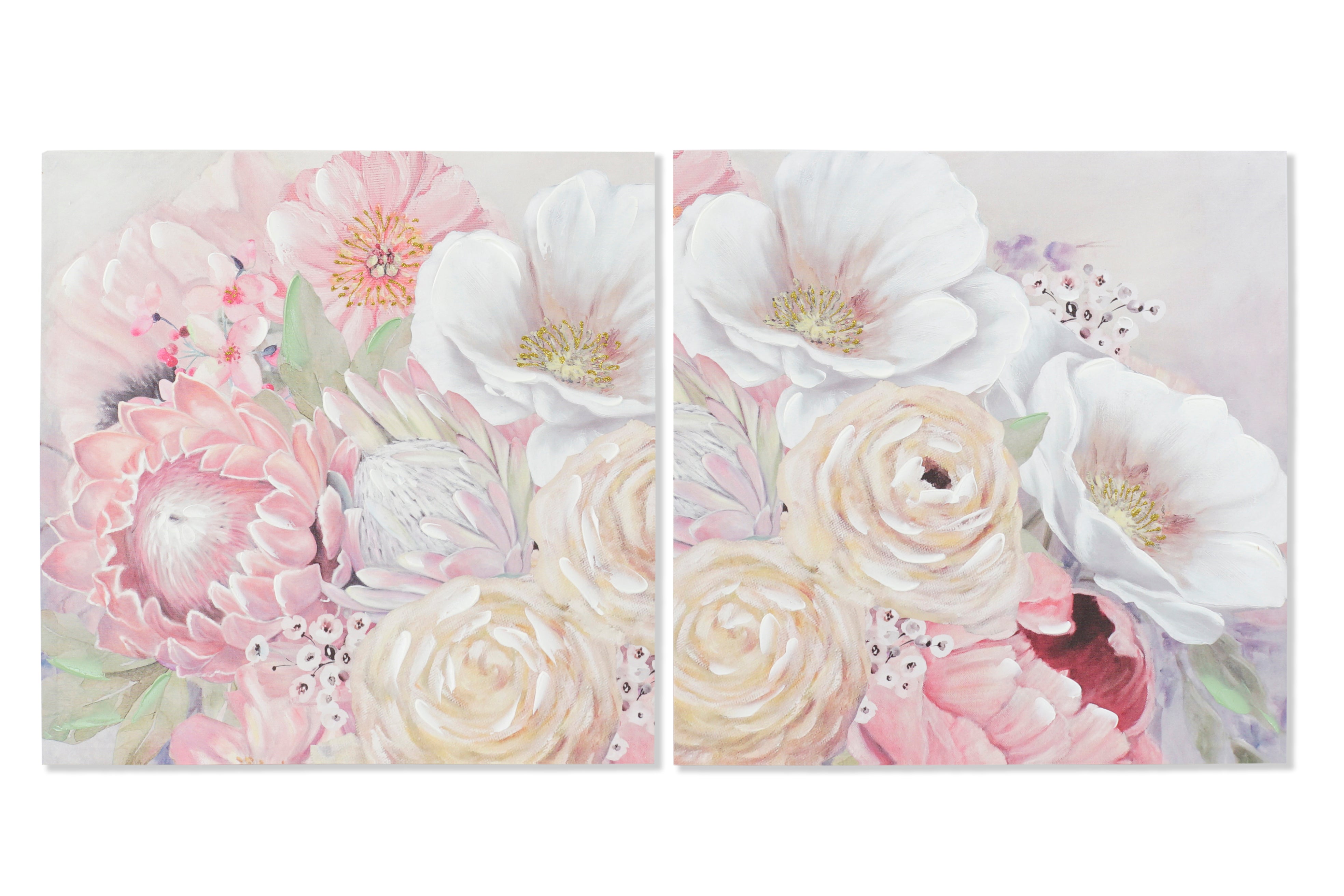 Quadro tela in mdf 60x2,5x60cm decoro fiori in 2 modelli assortiti