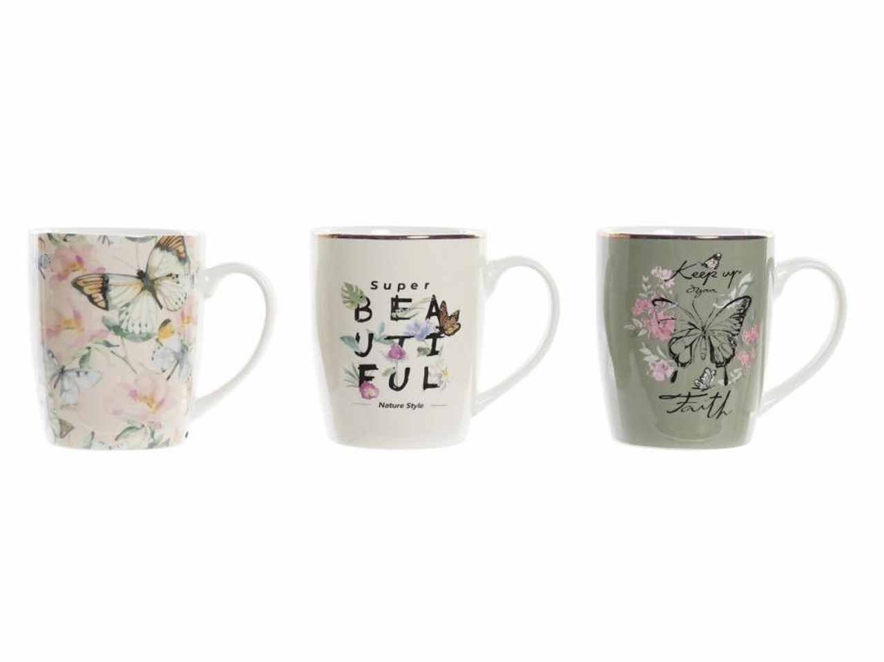 TAZZA in PORCELLANA 12X12X10,3cm 370ML decoro FARFALLA 3 assortimenti
