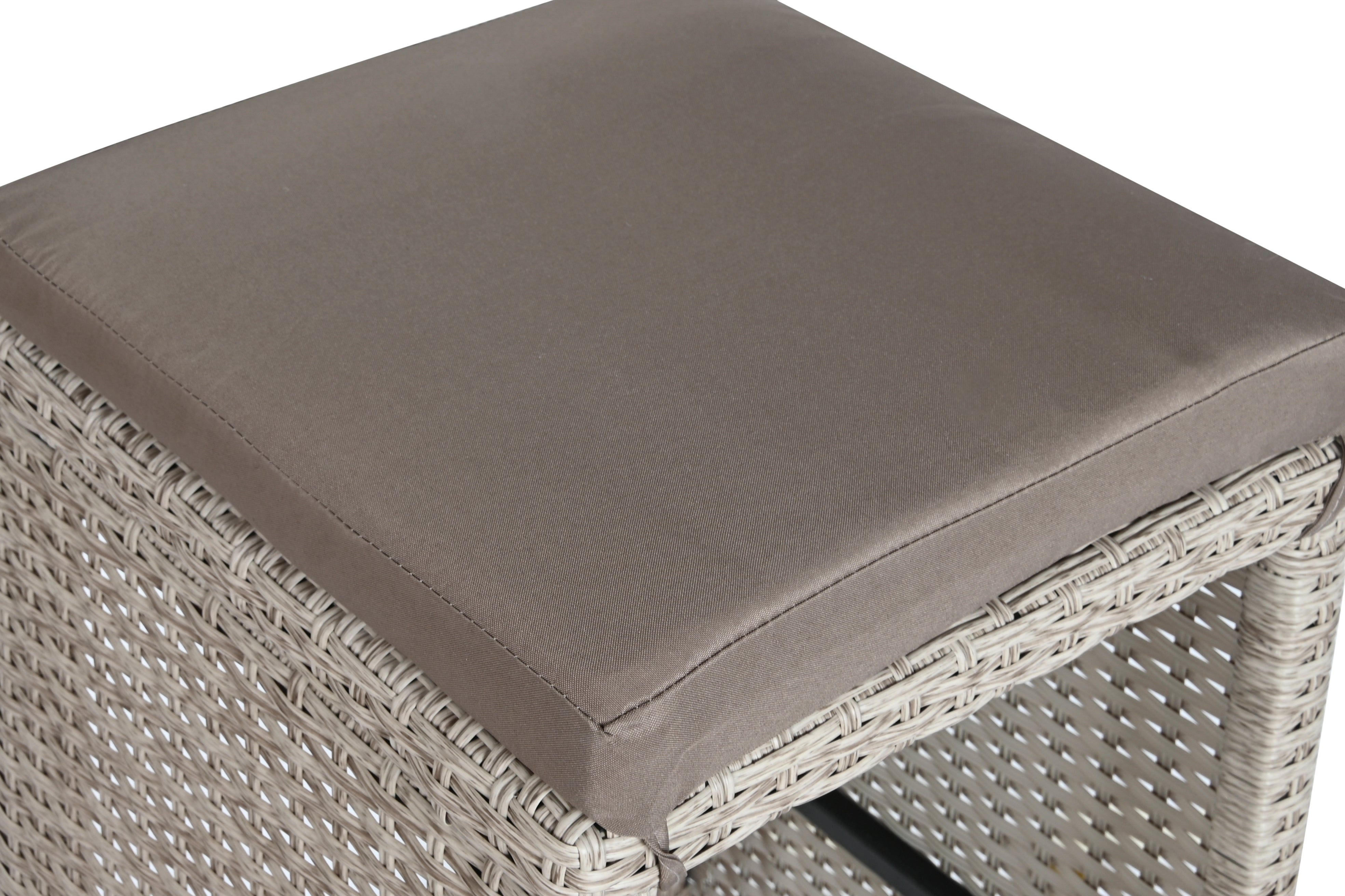 Tavola set da 6 sgabelli 1 tavolo in rattan sintetico e acciaio 143x80x100cm