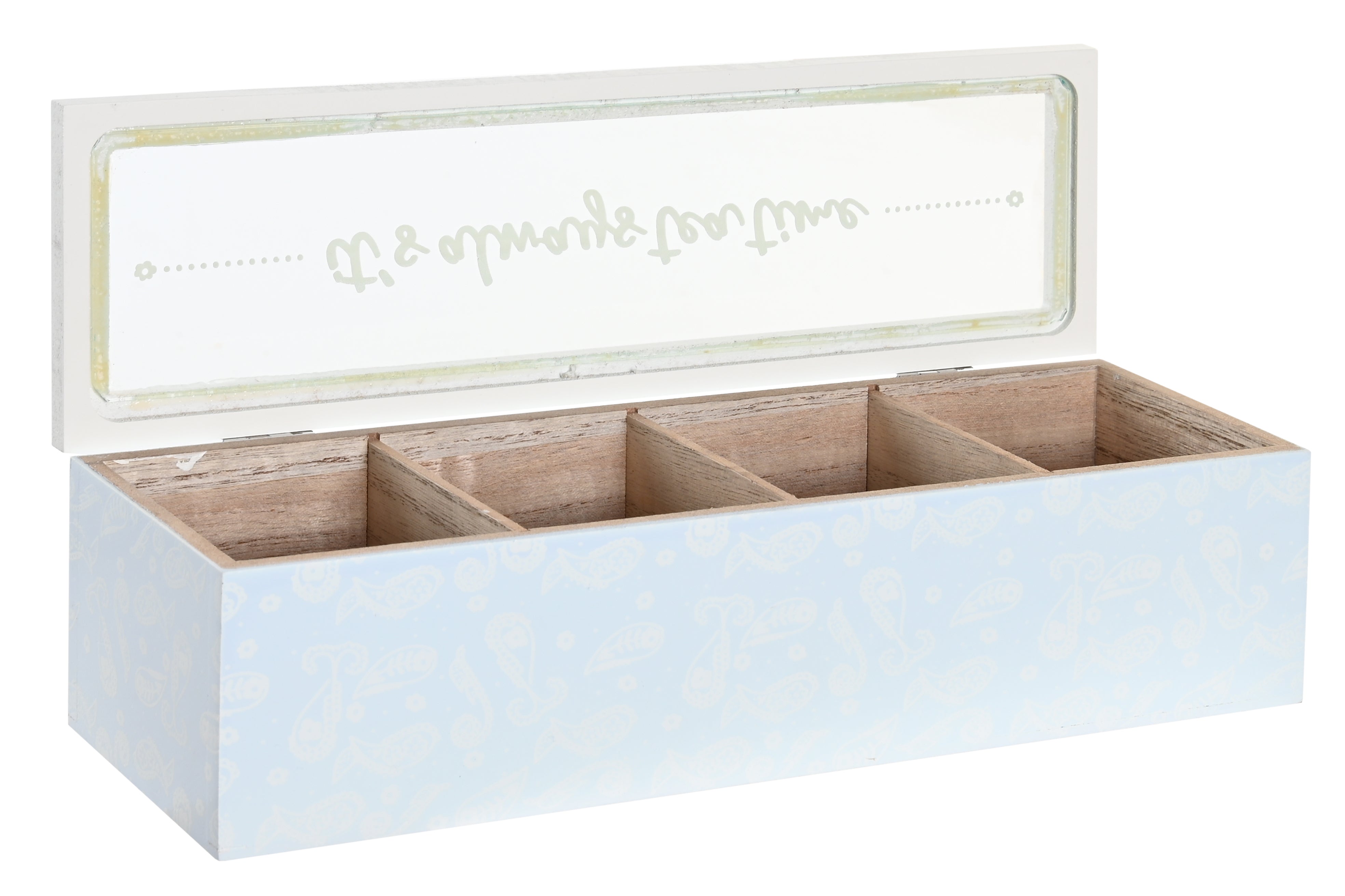Scatola per infusioni in mdf e cristallo 30x9x8cm in 3 modelli assortiti