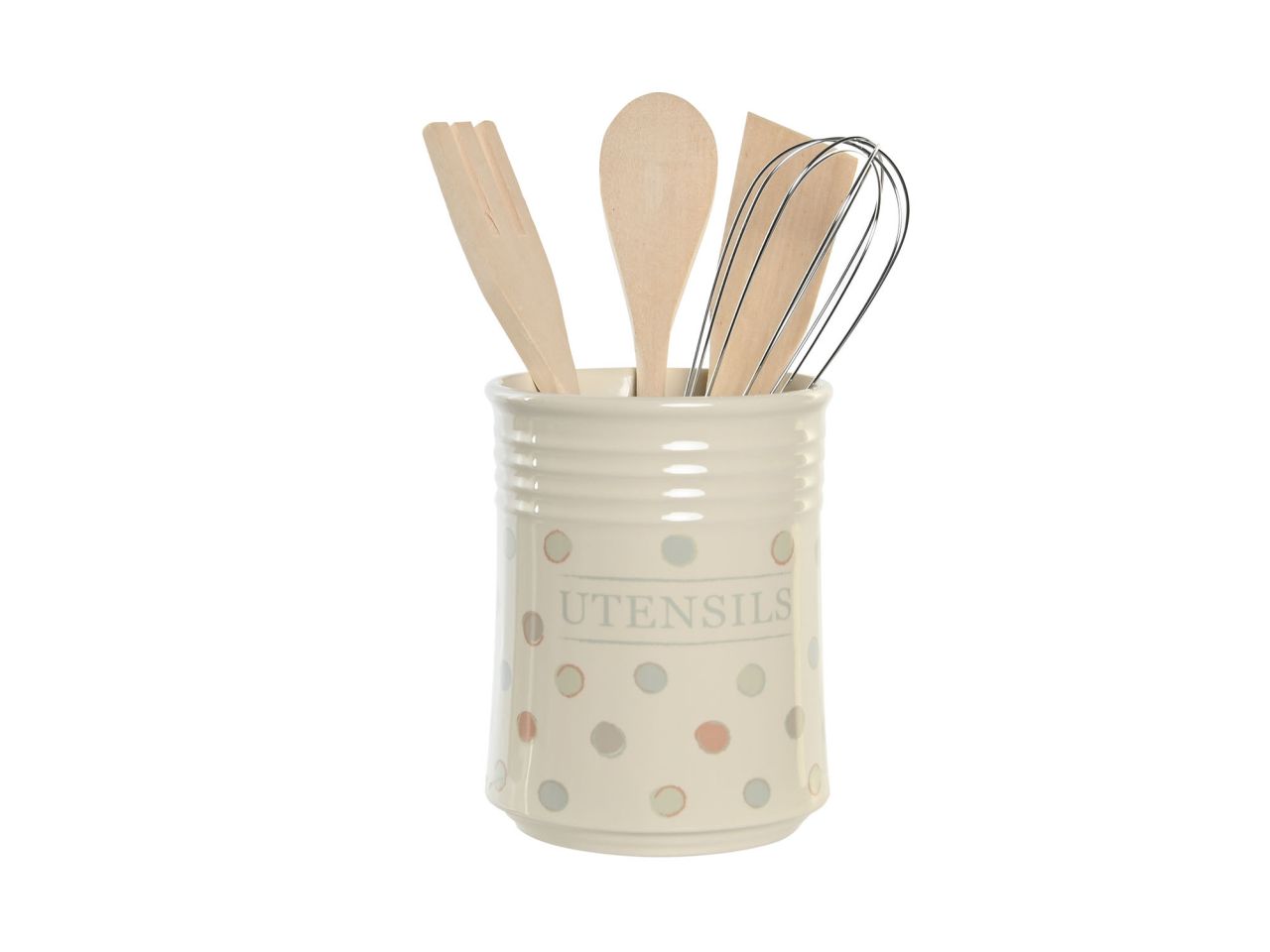 Botteghino set con 5 utensili gres e legno