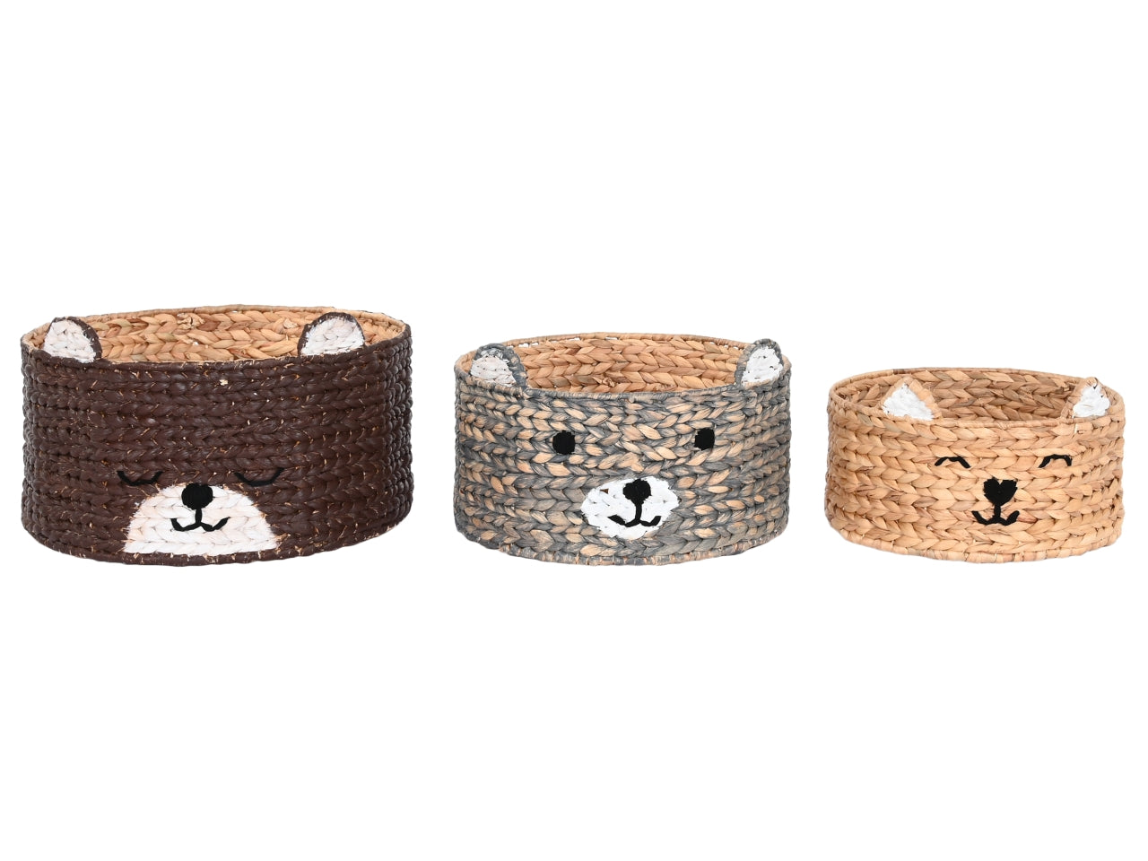 Cesta junco misura 40x40x25cm animali colore marrone il set comprende 3 ceste