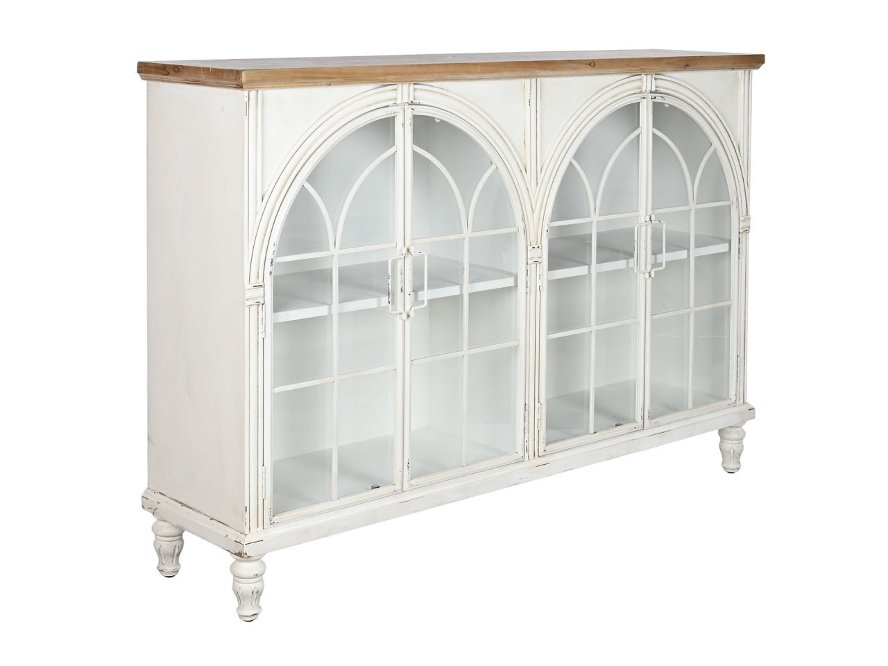 Buffet abete e cristallo misura 150x36x104cm colore bianco
