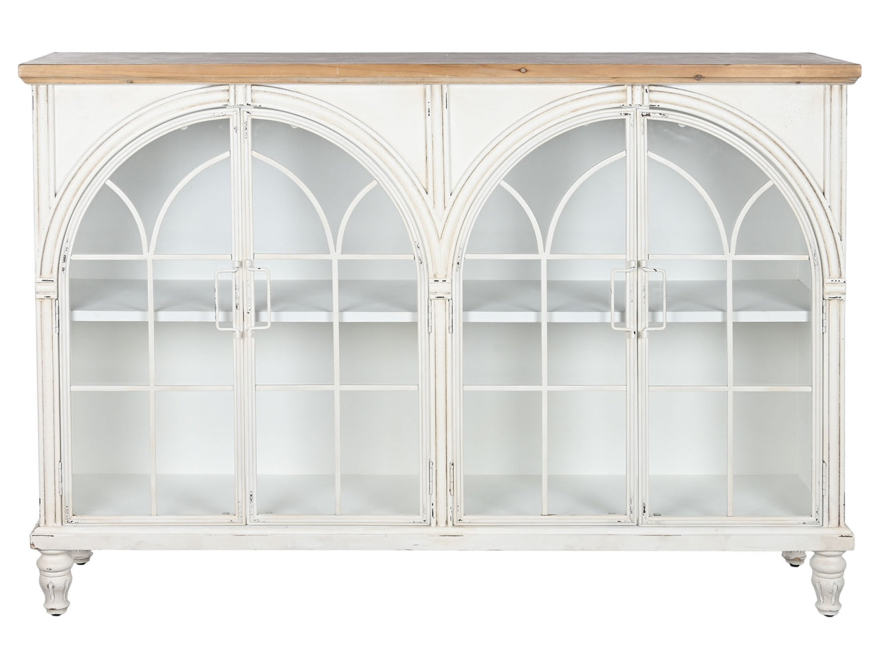 Buffet abete e cristallo misura 150x36x104cm colore bianco