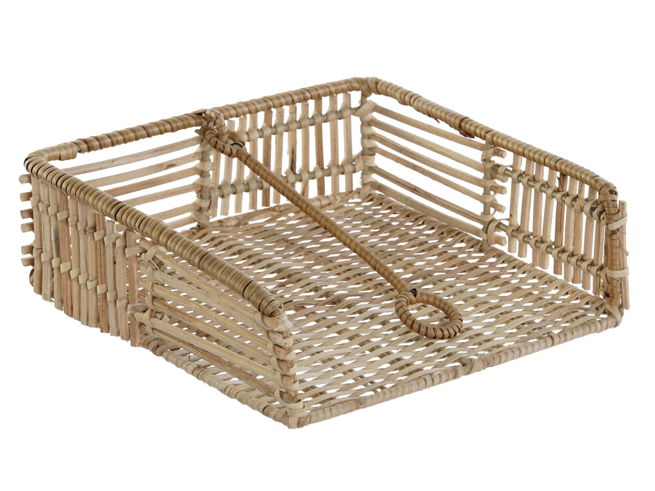 Portatovaglioli rattan e ferro misura 20x20x6cm colore naturale