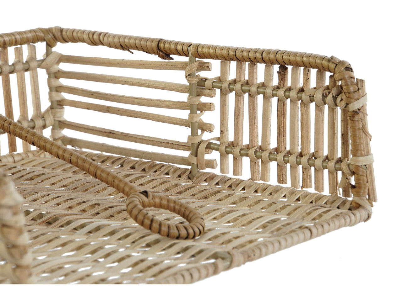 Portatovaglioli rattan e ferro misura 20x20x6cm colore naturale
