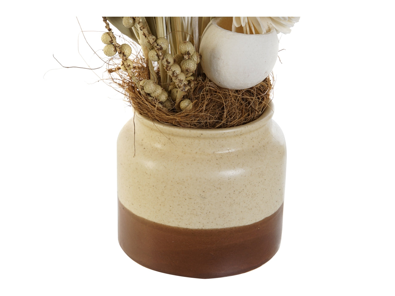 Pianta in ceramica con fiore secco misura 25x14x35cm in 3 modelli assortiti