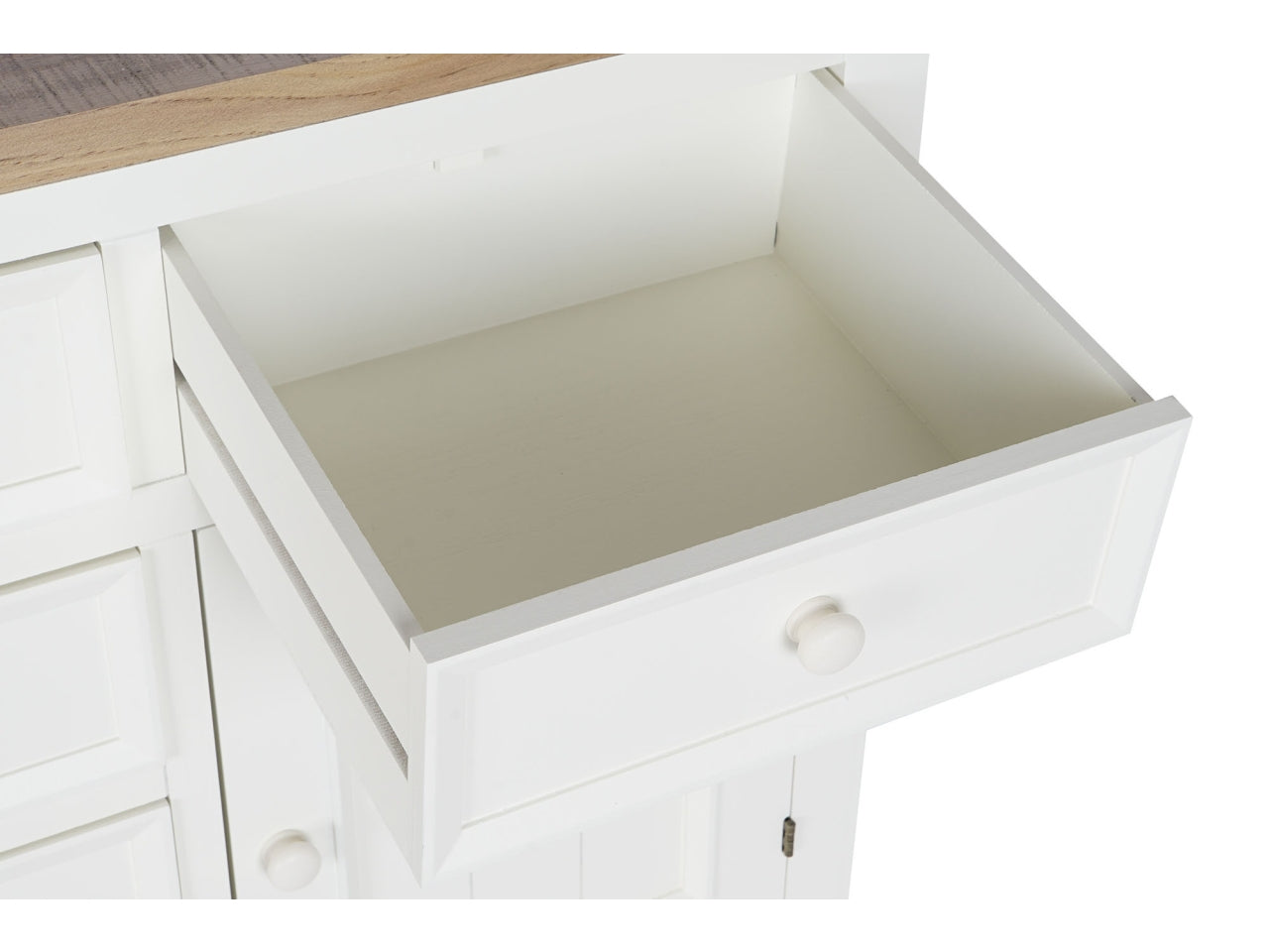 Buffet in paulownia misura 122x40x77cm con 6 cassetti colore beige