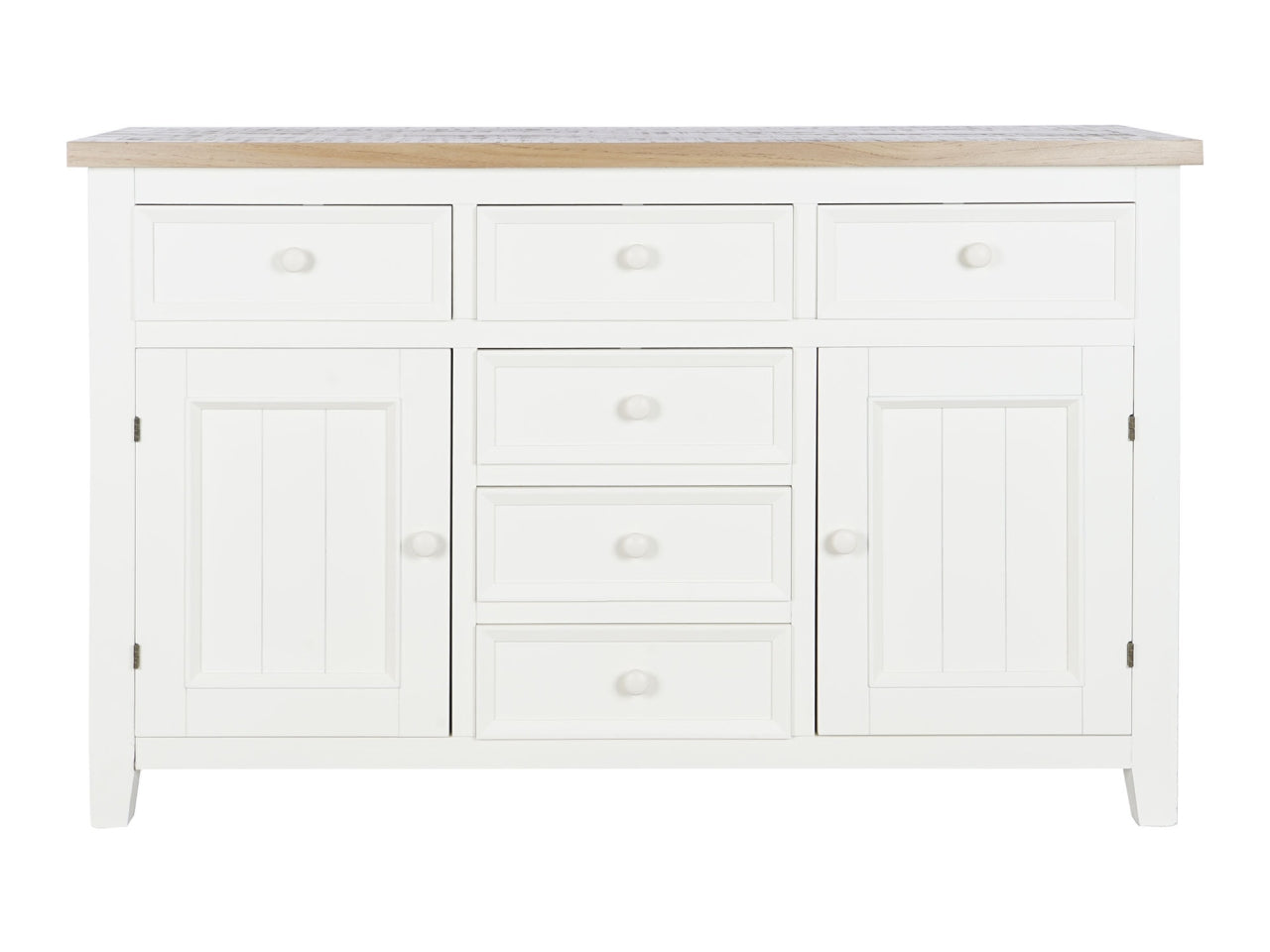 Buffet in paulownia misura 122x40x77cm con 6 cassetti colore beige