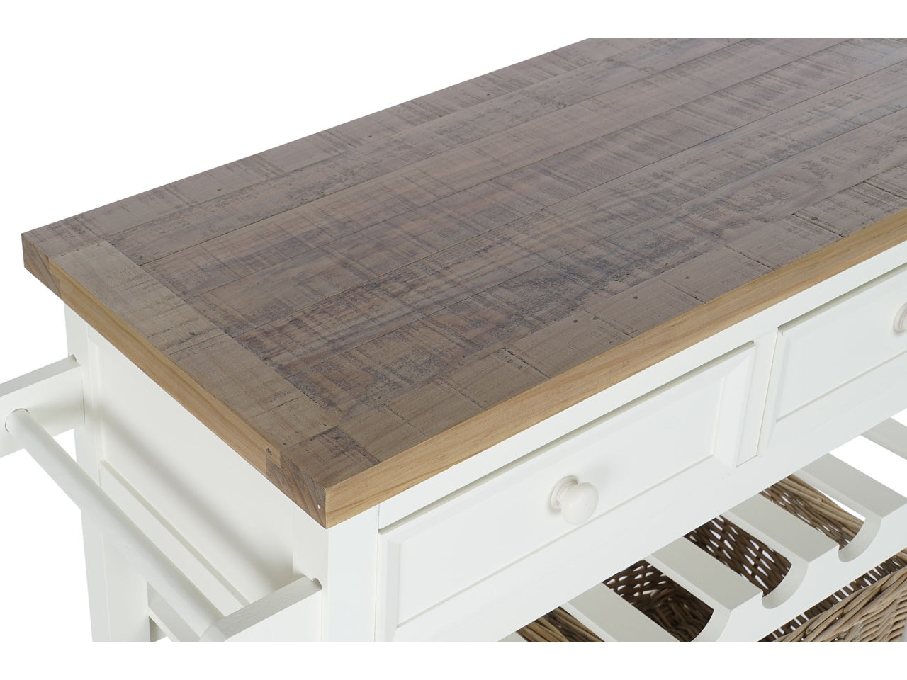 Console in paulownia misura 88x38x80cm con 2 cassetti e portabottiglie