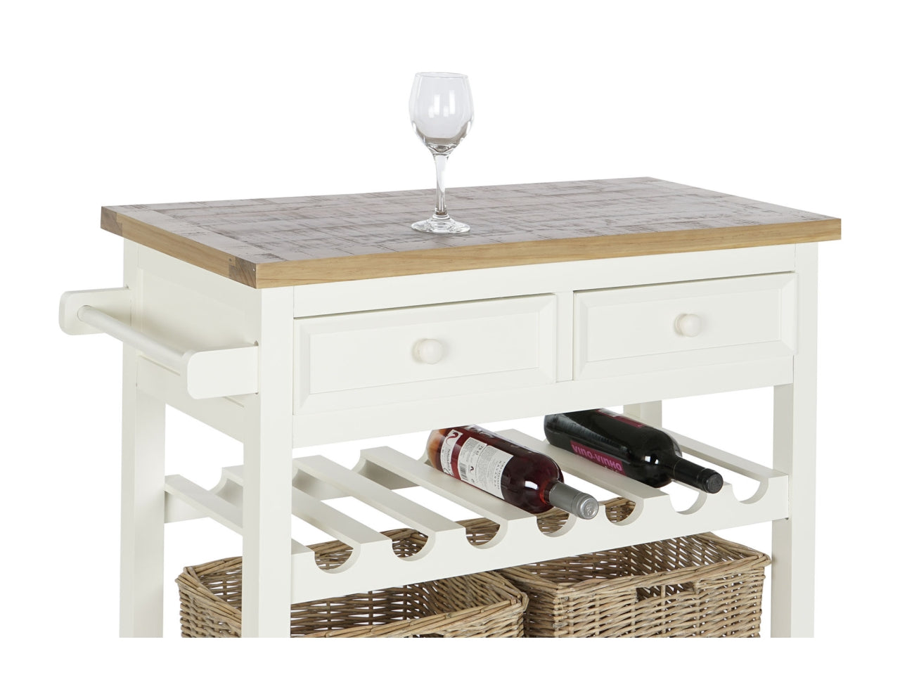 Console in paulownia misura 88x38x80cm con 2 cassetti e portabottiglie
