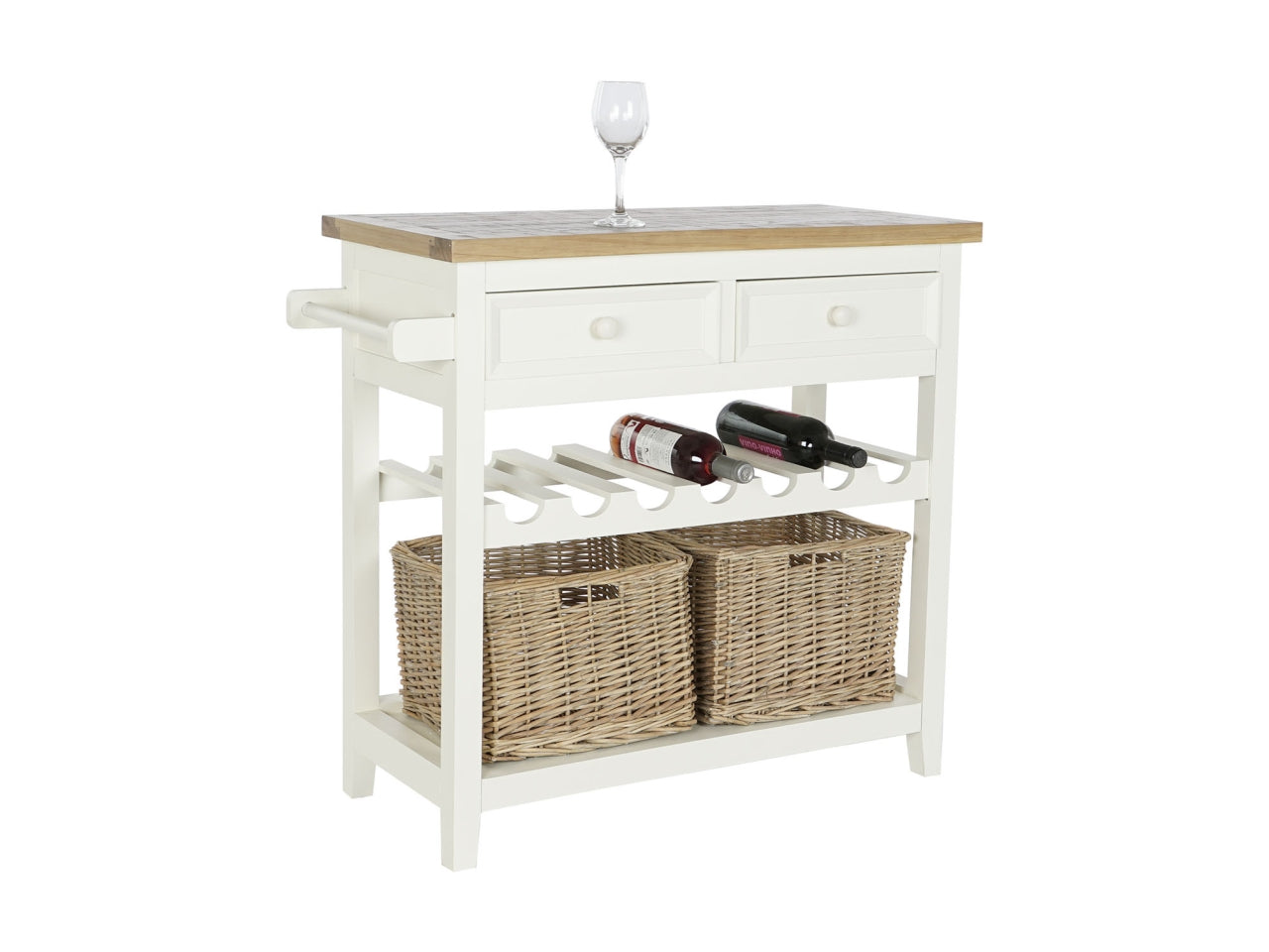 Console in paulownia misura 88x38x80cm con 2 cassetti e portabottiglie
