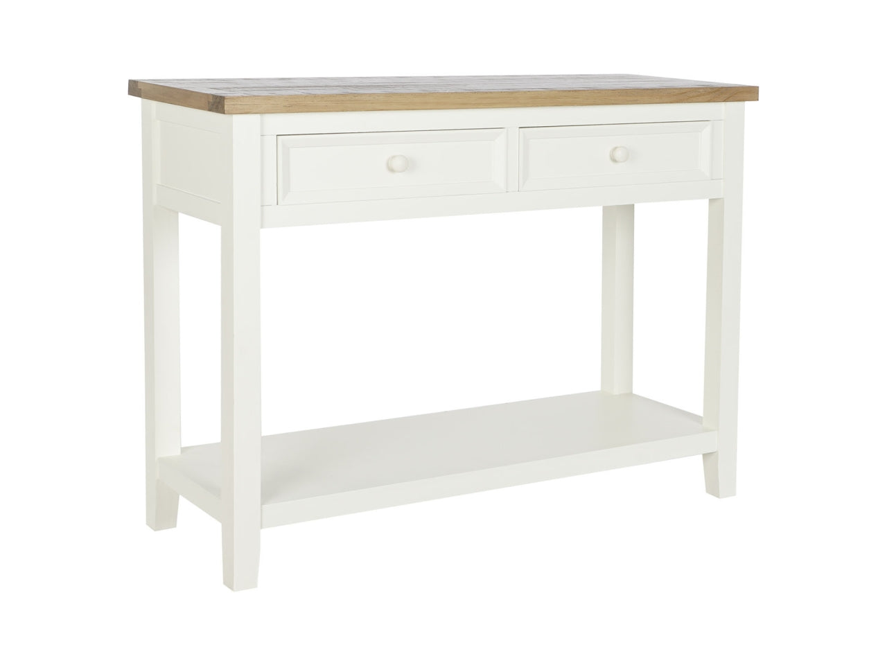 Console in paulownia misura 111,5x27,5x44,5cm con 2 cassetti colore beige