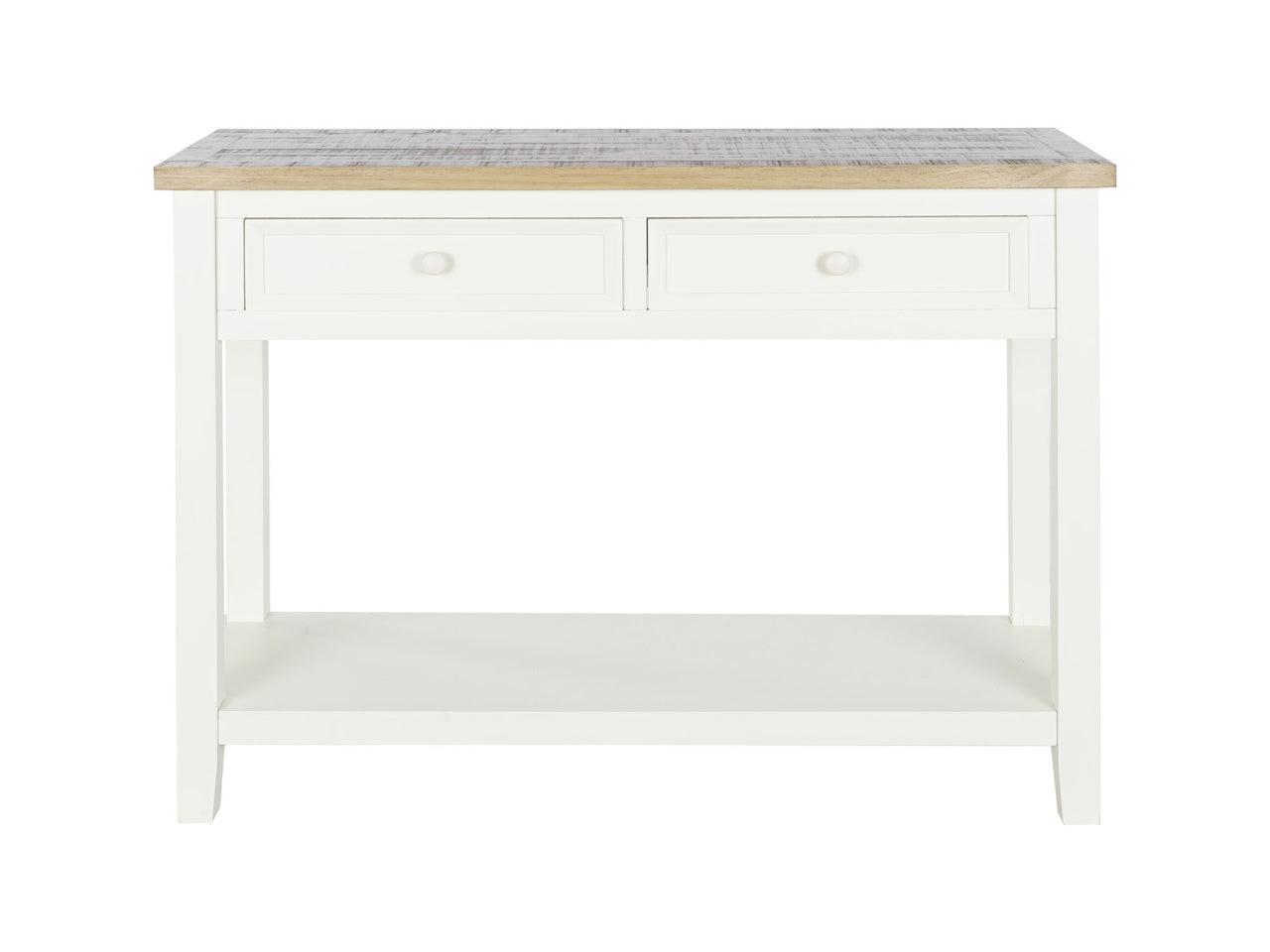 Console in paulownia misura 111,5x27,5x44,5cm con 2 cassetti colore beige