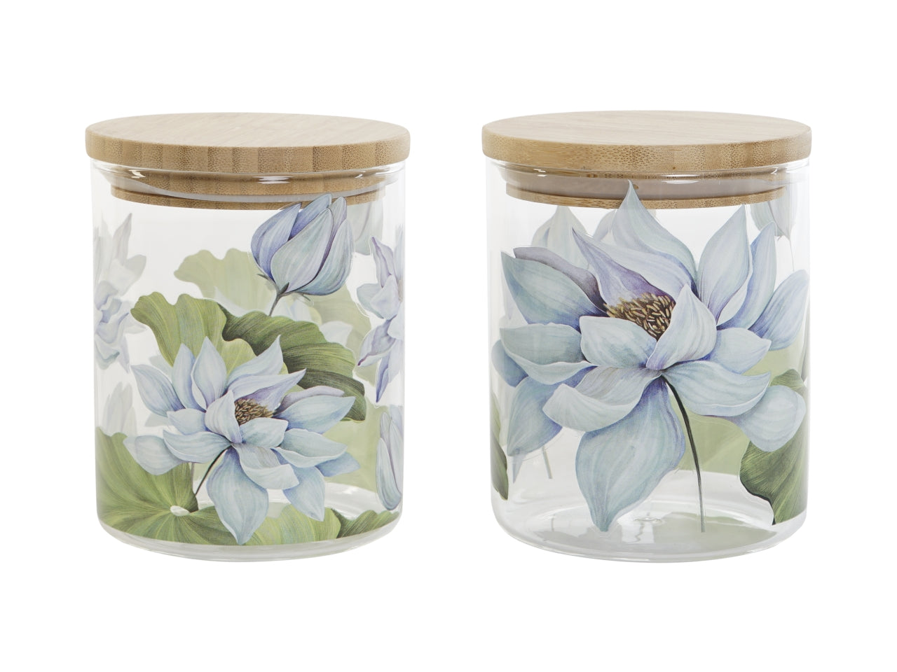 Barattolo borosilicato misura 10x10x12,5cm capacita' 700ml ninfee in 2 modelli assortiti