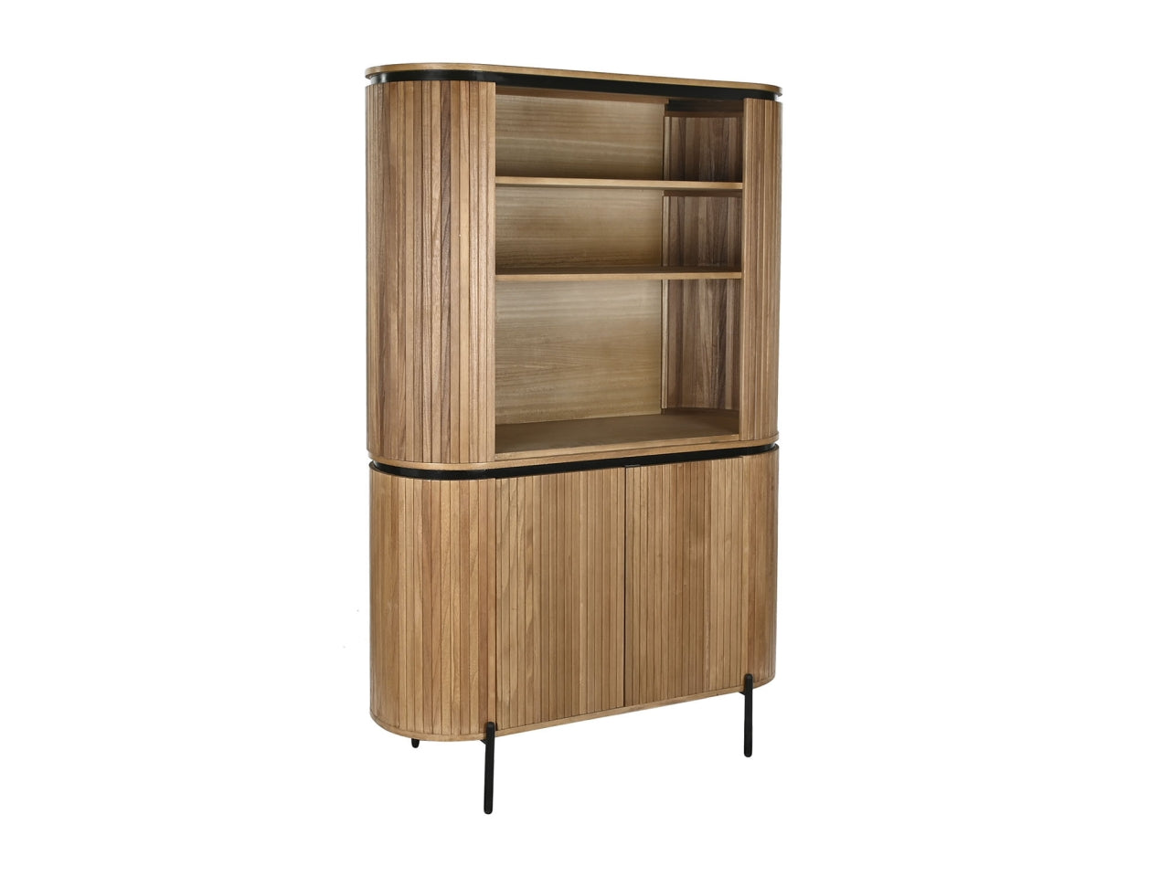 Cassettiera in paulownia e metallo misura 110x39x170cm colore naturale