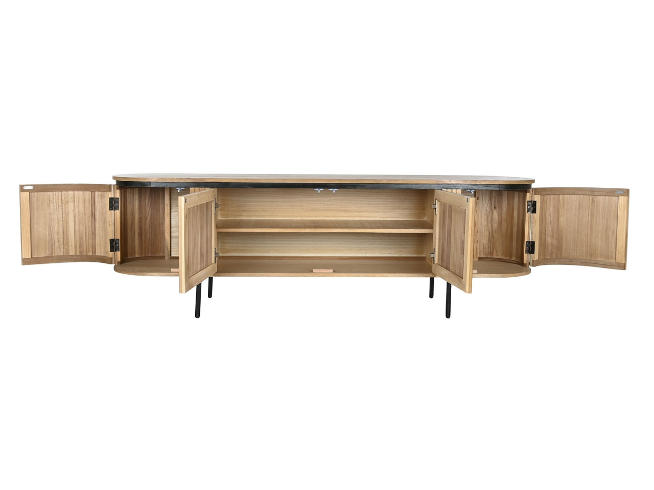 Mobile porta tv in paulownia e metallo misura 180x40x55cm colore naturale