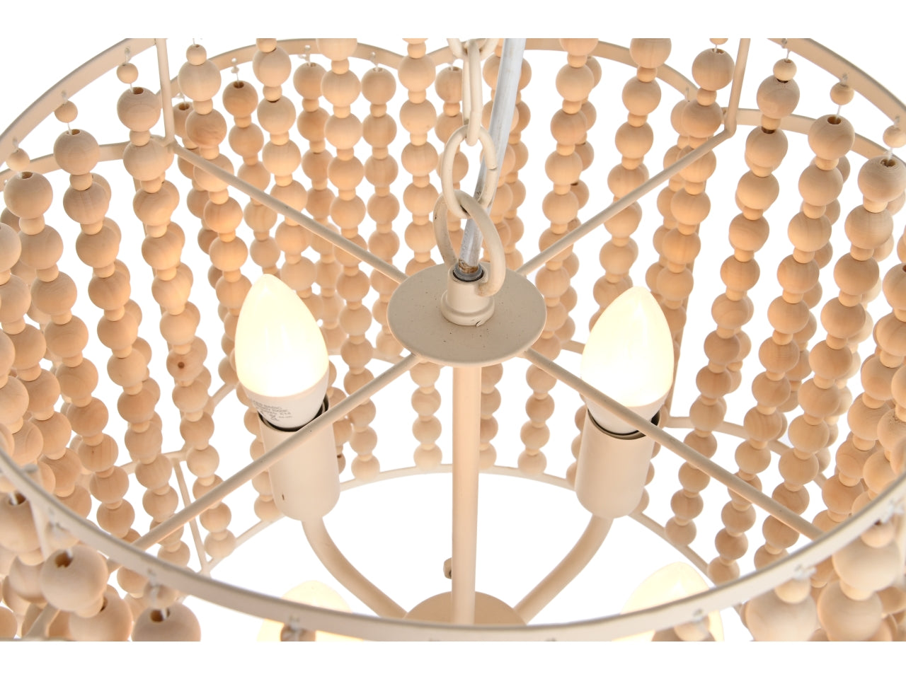 Lampadario da soffitto in legno e metallo misura 36x36x29cm