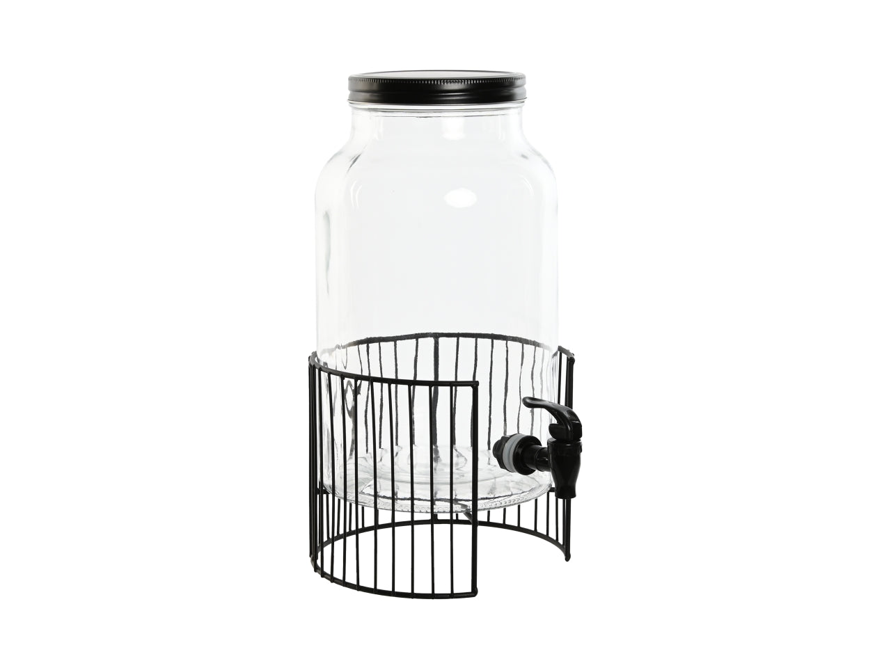 Dispenser per bibite in cristallo e metallo misura 21x21x37cm capacita' 5,5l