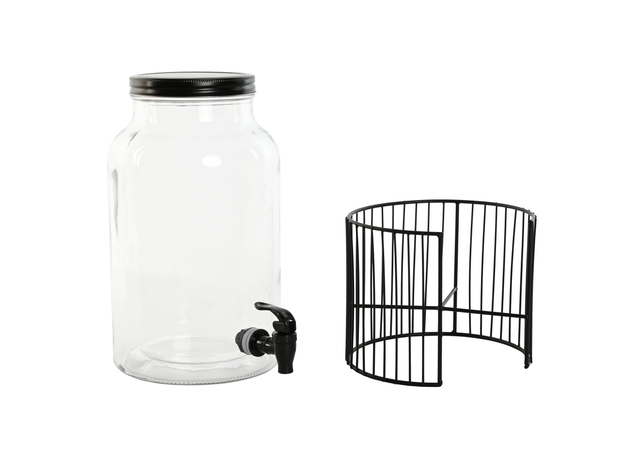 Dispenser per bibite in cristallo e metallo misura 21x21x37cm capacita' 5,5l