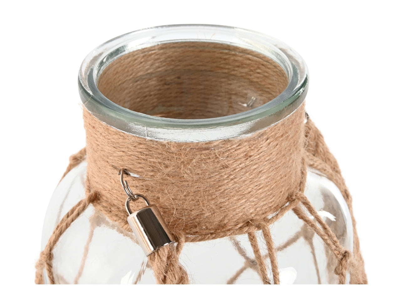 Portacandele in cristallo e corda misura 15,5x15,5x26cm capacita' 2800ml