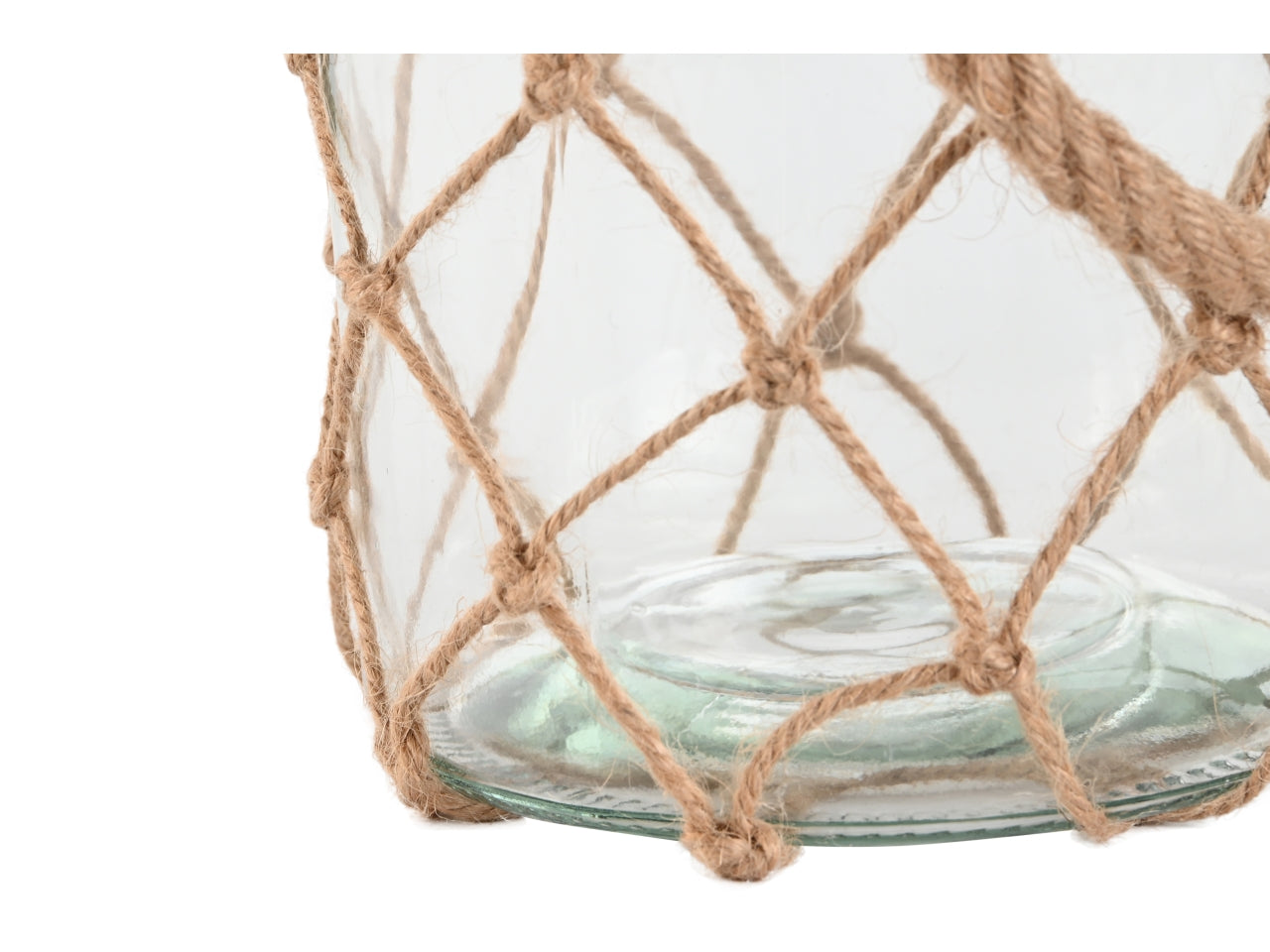 Portacandele in cristallo e corda misura 15,5x15,5x26cm capacita' 2800ml