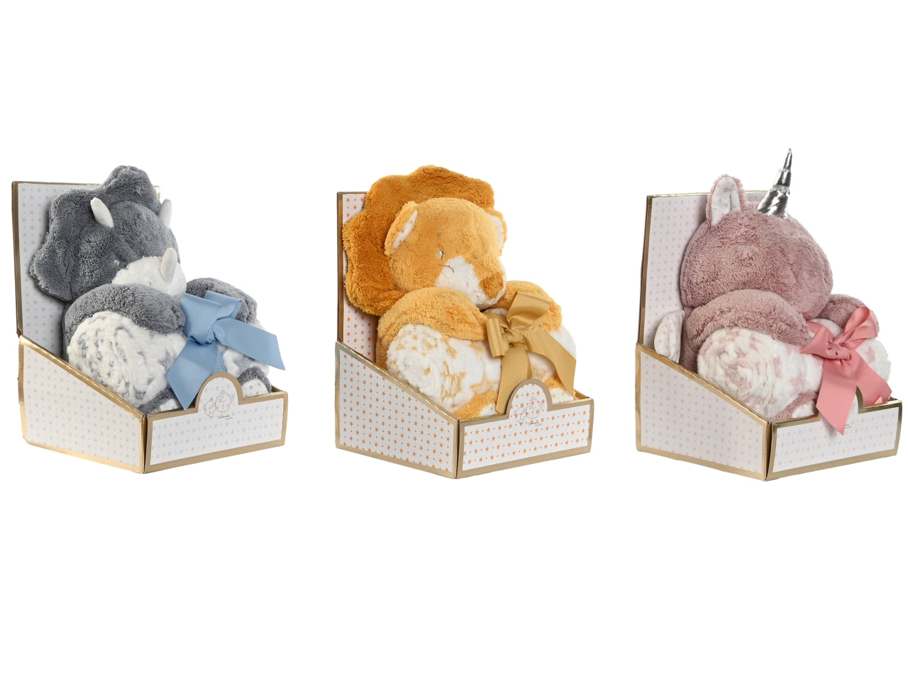Peluche con coperta in 2 poliestere misura 75x100x30cm in 3 modelli assortiti