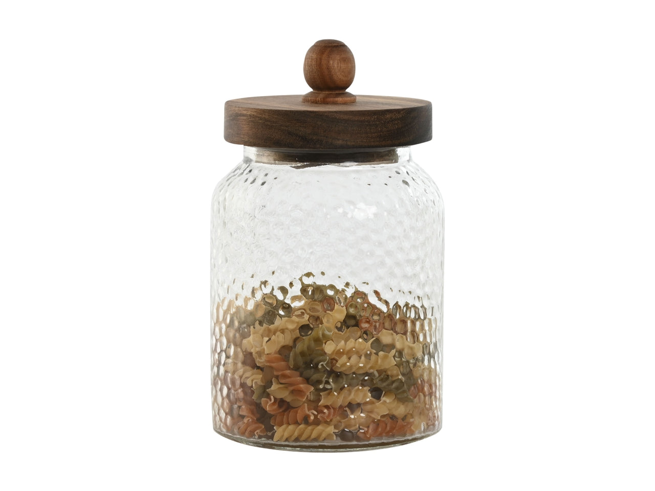 Barattolo decorativo in stile contemporaneo cristallo e acacia, set da 3 pezzi - Item