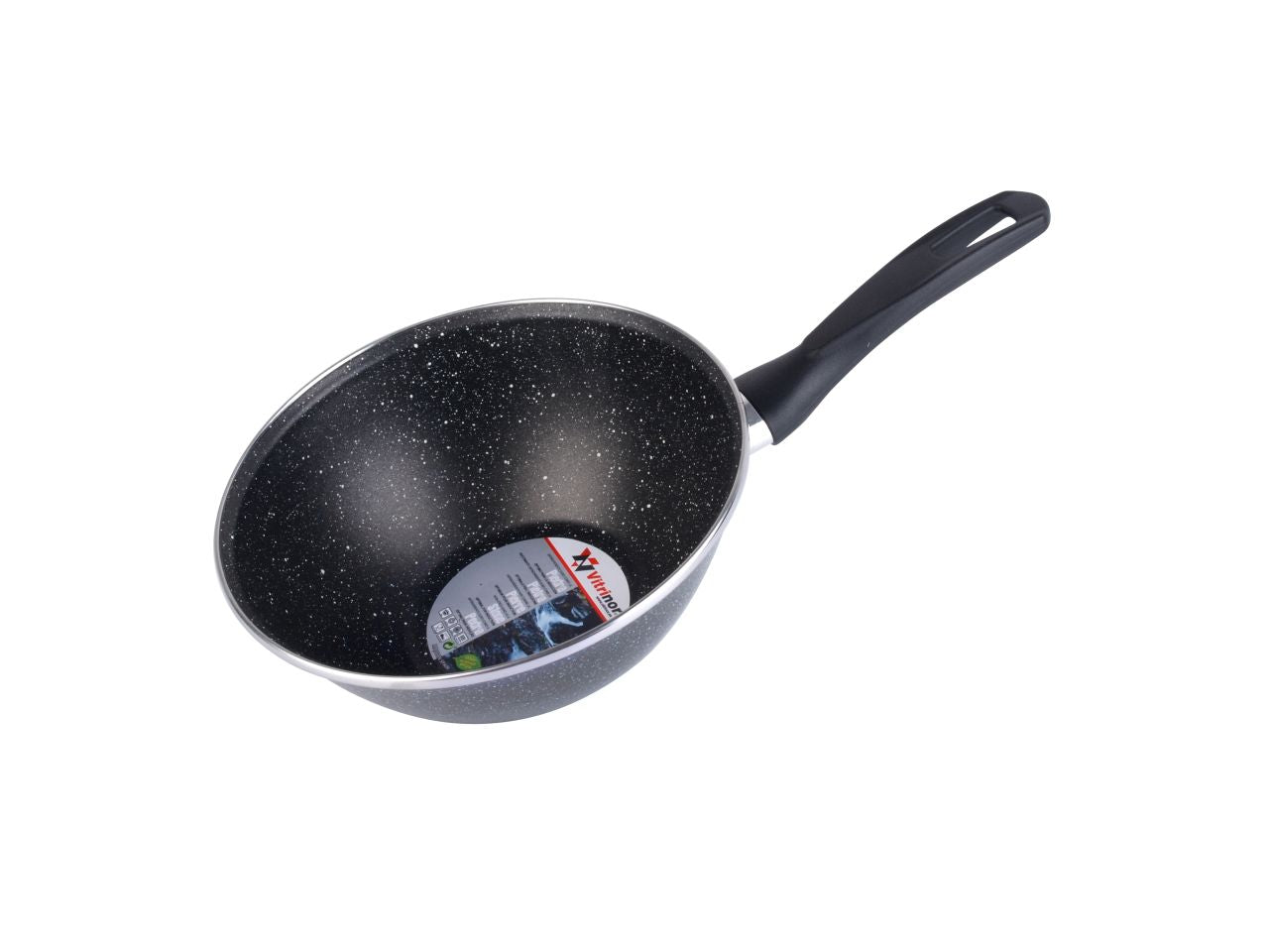 Wok salta pasta d28xh10cm con 1 manico in acciaio smaltato pietra antiaderente rinforzata a due strati anche per induzione lavabile in lavastoviglie