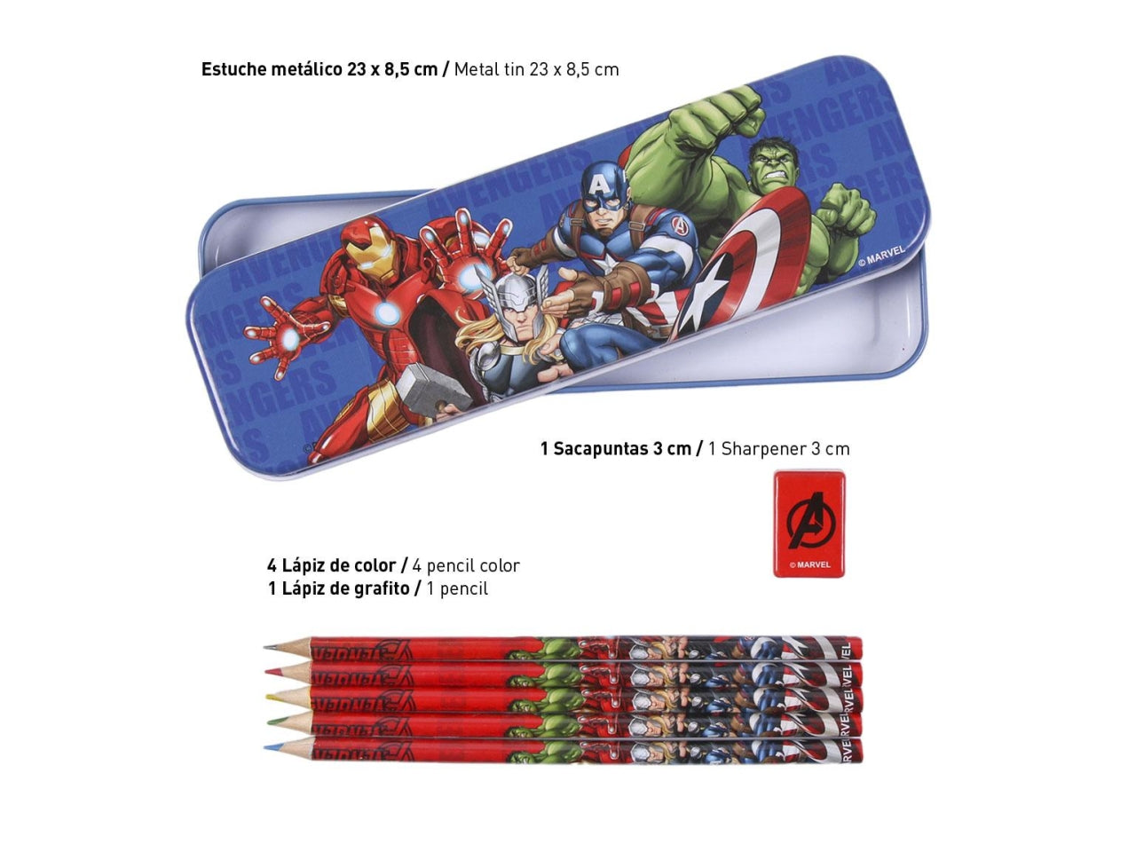 Set cancelleria scolastica per bambino Marvel Avengers, per colorare e disegnare, tema supereroi - Cerdà