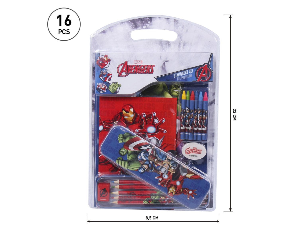 Set cancelleria scolastica per bambino Marvel Avengers, per colorare e disegnare, tema supereroi - Cerdà