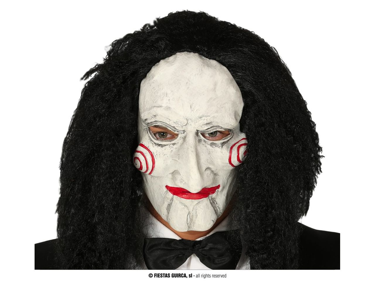Maschera burattino con capelli in lattice