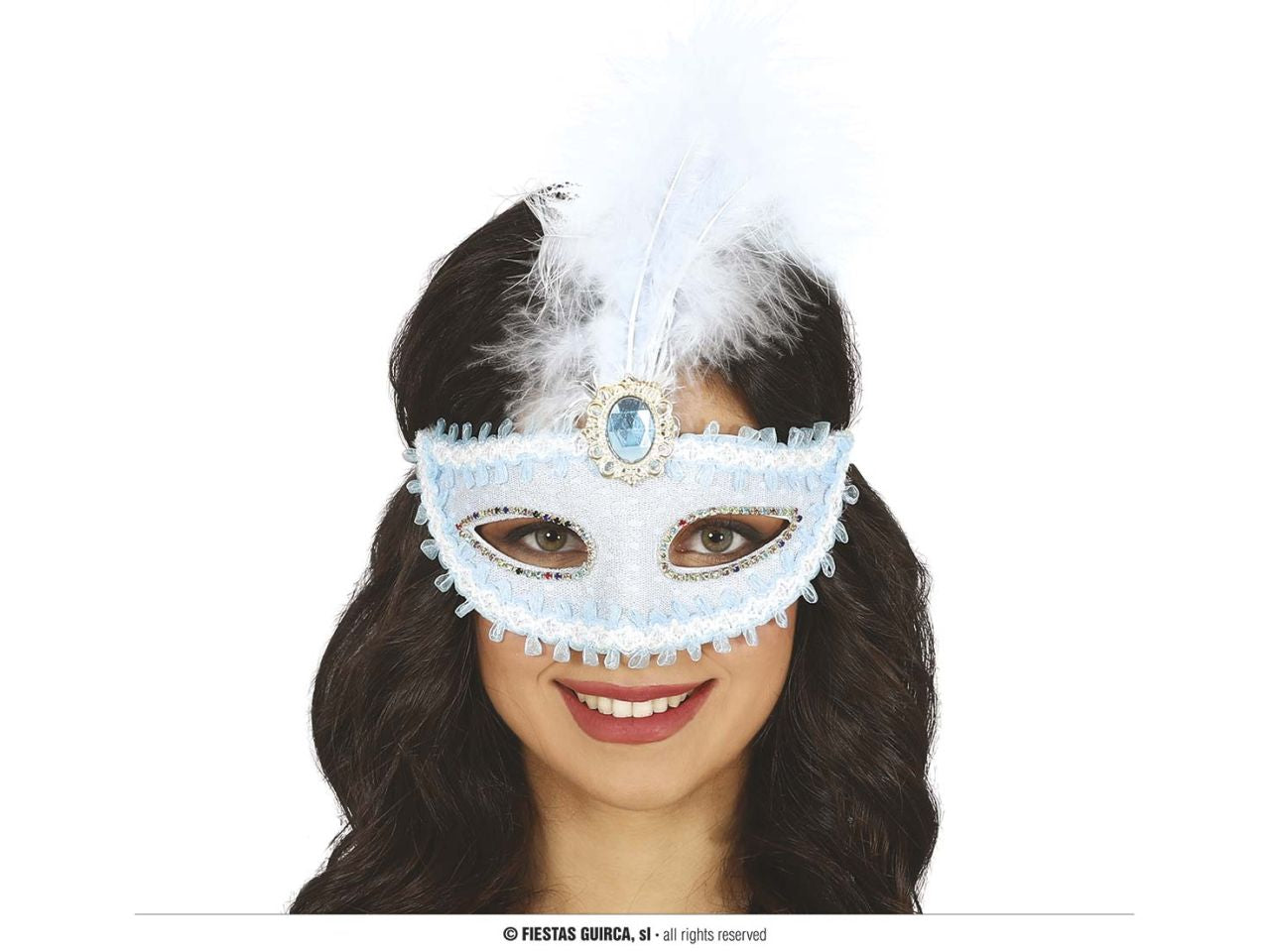 Maschera azzurra con piuma