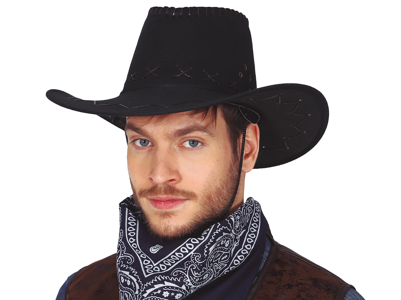 Cappello da cowboy nero in simil pelle