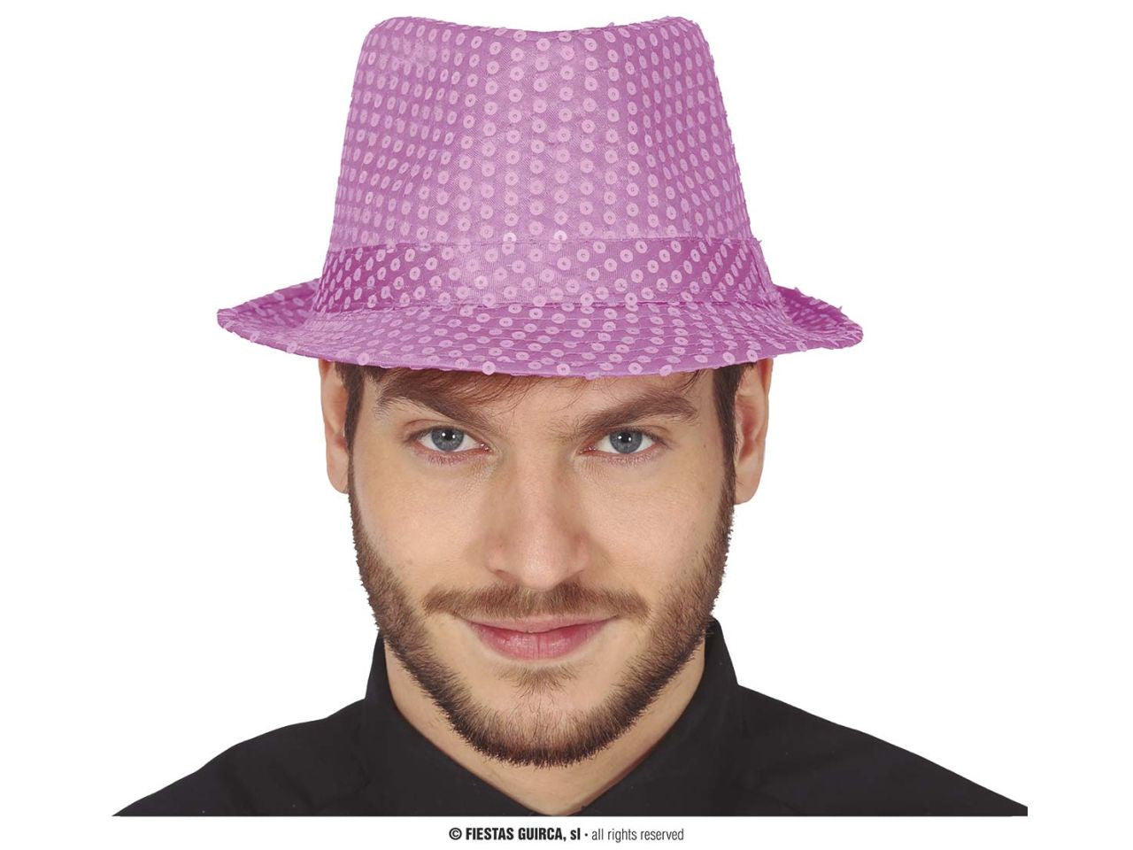 Cappello da gangster con paillettes rosa