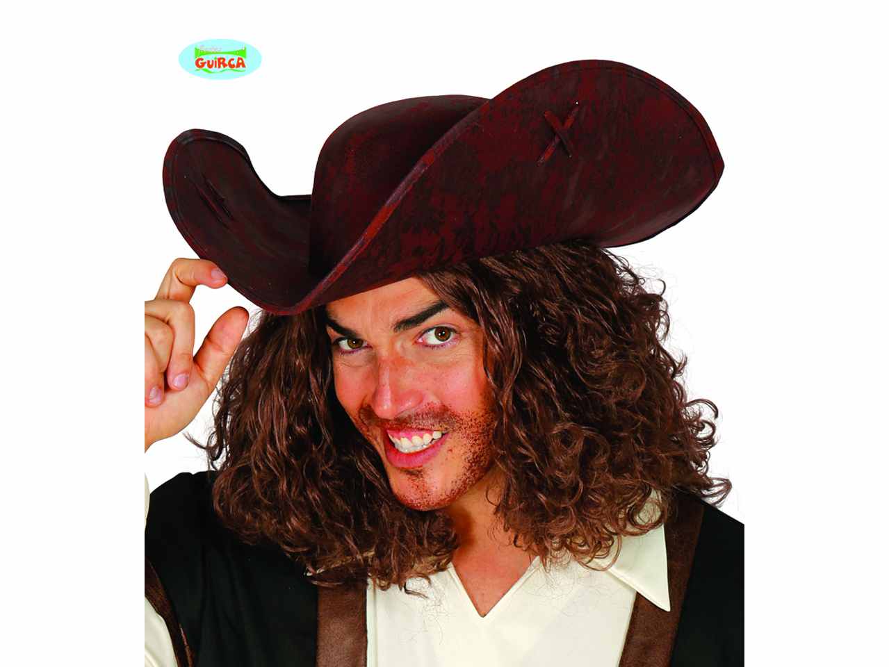 Cappello da corsaro in simil pelle tricorno da pirata