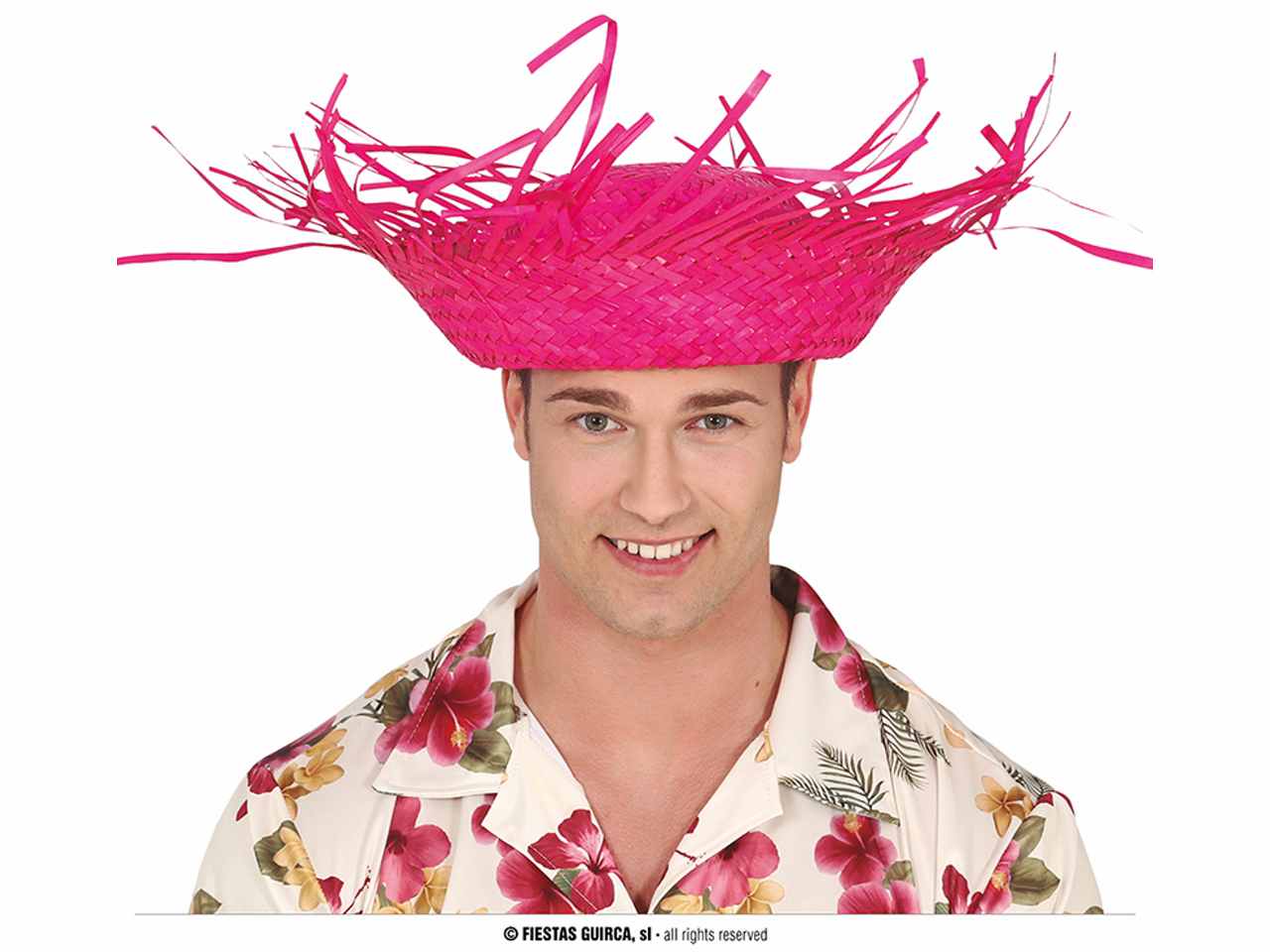 Cappello tropicale di paglia colore fucsia