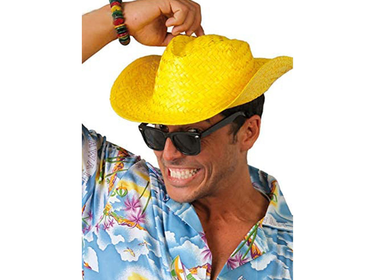 Cappello di paglia modello panama paglietta colore giallo